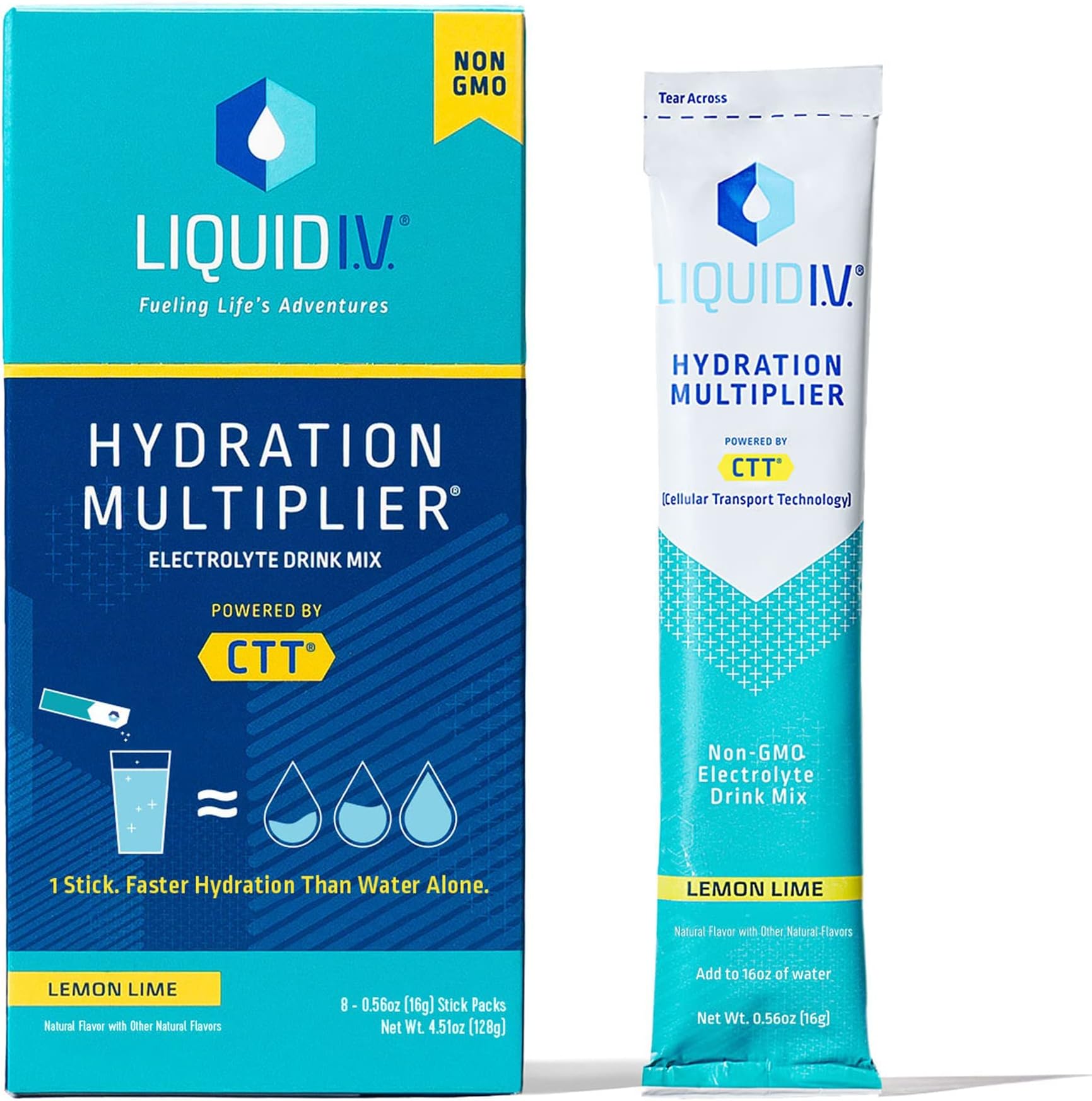 Liquid I.V. Hydration Multiplier - Lemon Lime - Hydration Powder Packets | Electrolyte Drink Mix | Easy Open Single-Serving Stick | Non-GMO