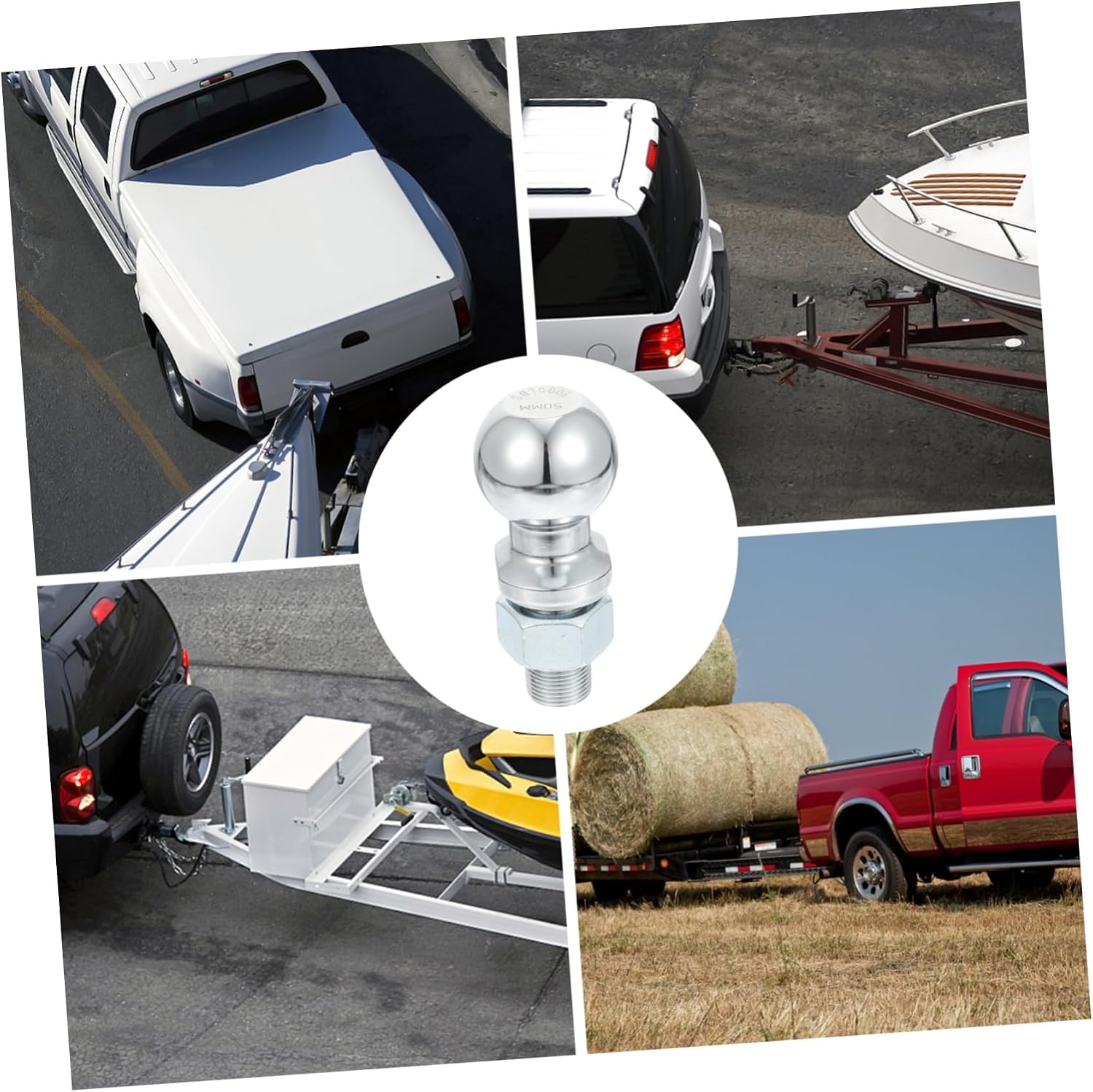 Happyyami Trailer Tow Ball Chrome Plated Towing Ball for Secure Connection Durable and for Trailers and Yacht Accessories Capacity