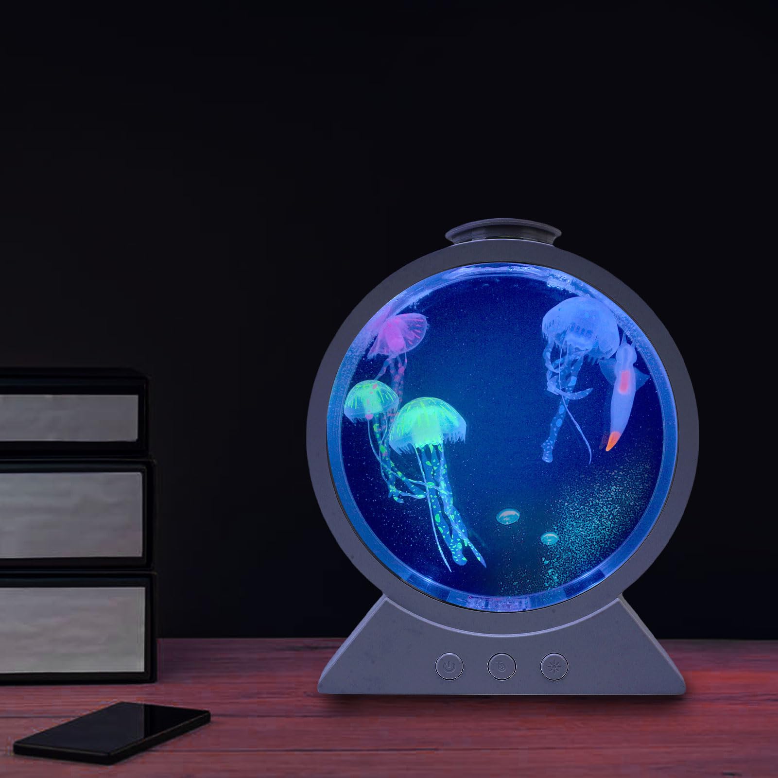 Elprico Lampada per Gelatine, Fritta di Gelatina Fantasy a LED, 7 a Colori Decorazioni per Lampada da Tavolo Jellyfish, Lampada da Notte di Rotonde per Bambini Grandi Regali per Bambini
