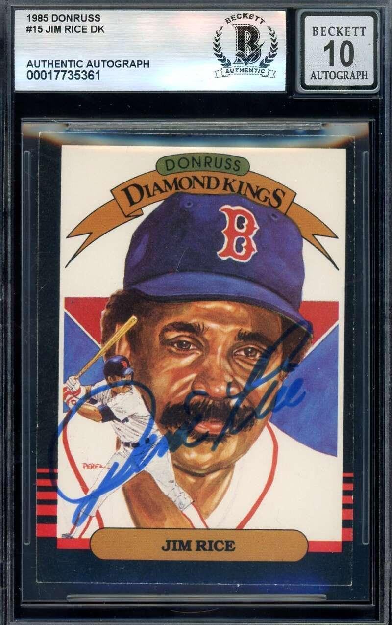 Jim Rice Gem Mint 10 Beckett BAS Signed 1985 Donruss Diamond Kings Autograph - Baseball Slabbed Autographed Cards