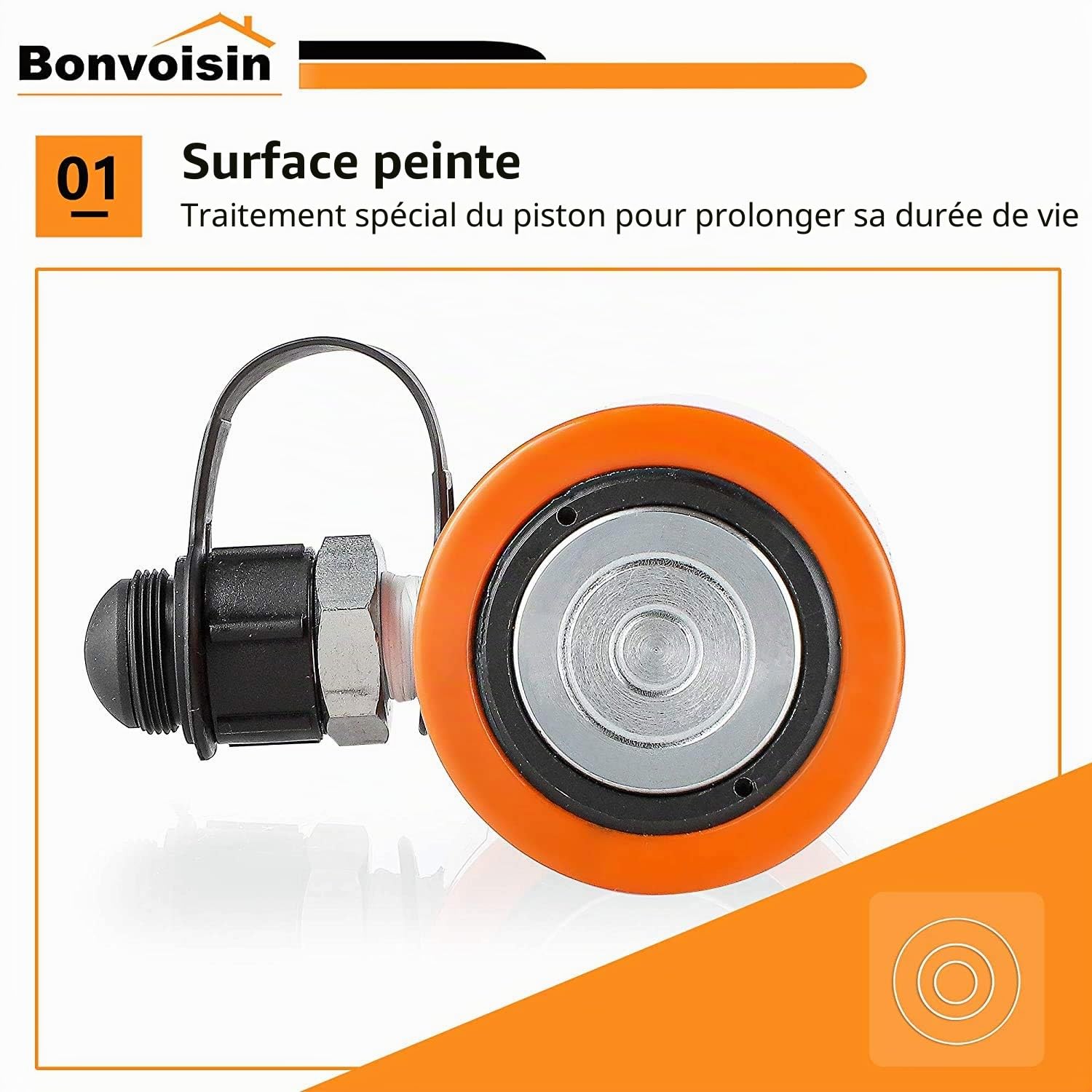 Bonvoisin Vérin Hydraulique 20T, Course 50mm, Auto-Hauteur 106mm, pour La Construction Mécanique/Ponts/Bâtiments (RSC-20T)
