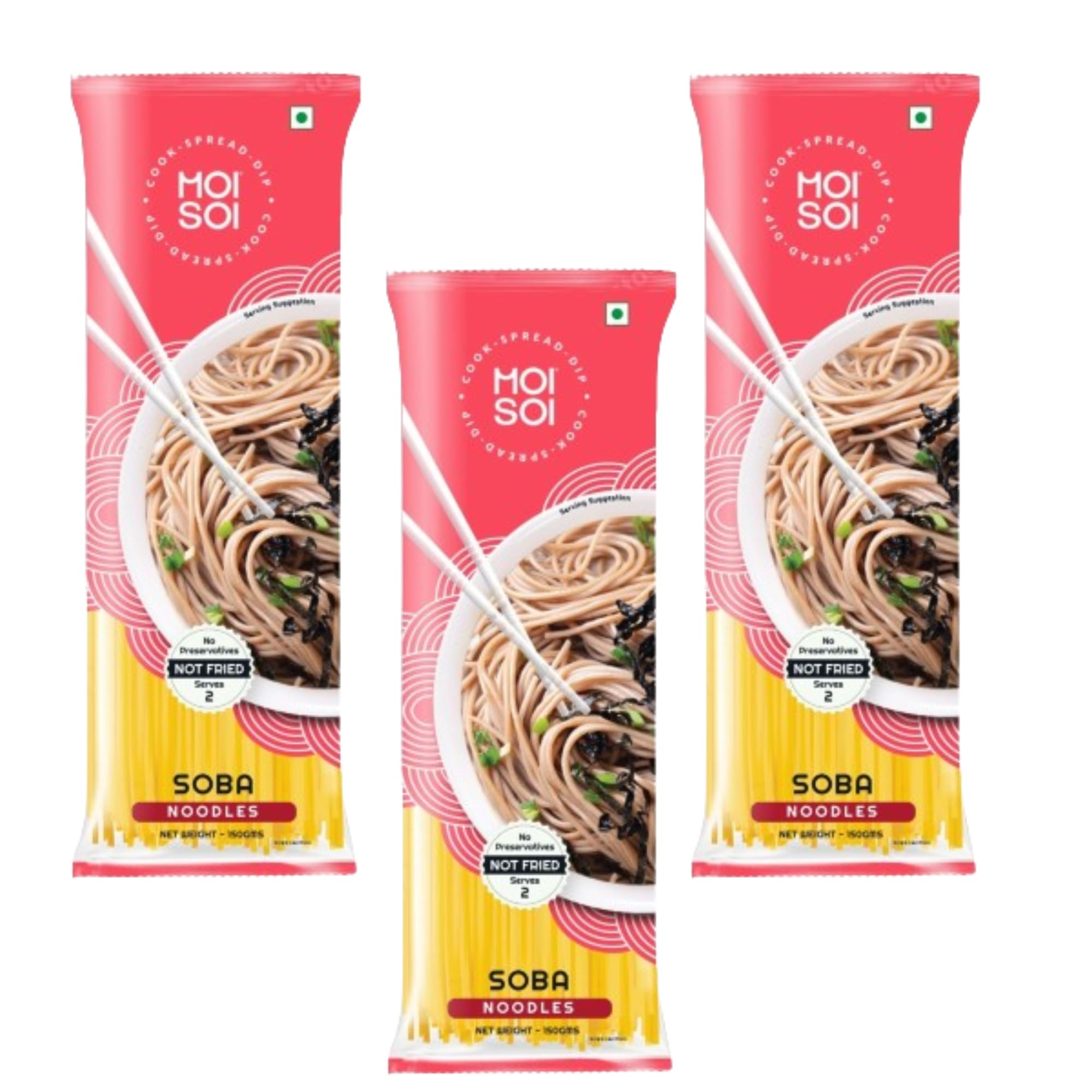 MOI SOI® Healthy Soba Noodles | Made with 30% Buckwheat Flour & 55% Whole Wheat | No Maida, Not Fried | 100% Natural | No Artificial Preservatives or MSG | 150gms (Pack of 3) (B0C23ZSZDW) Amazon Price History, Amazon Price Tracker