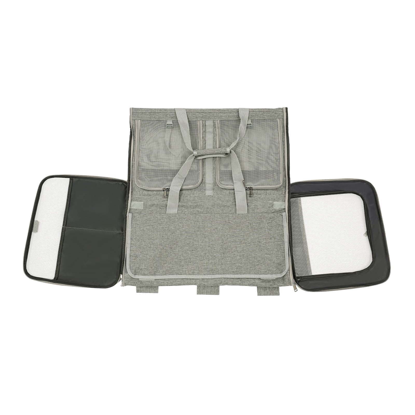 Transporttasche für Katze mit Rollen, Transportbox für 2 Katzen Faltbarer Katzentransportbox bis 17.5 kg, Haustier-Reisetasche mit Schultergurt für Spaziergänge/Camping