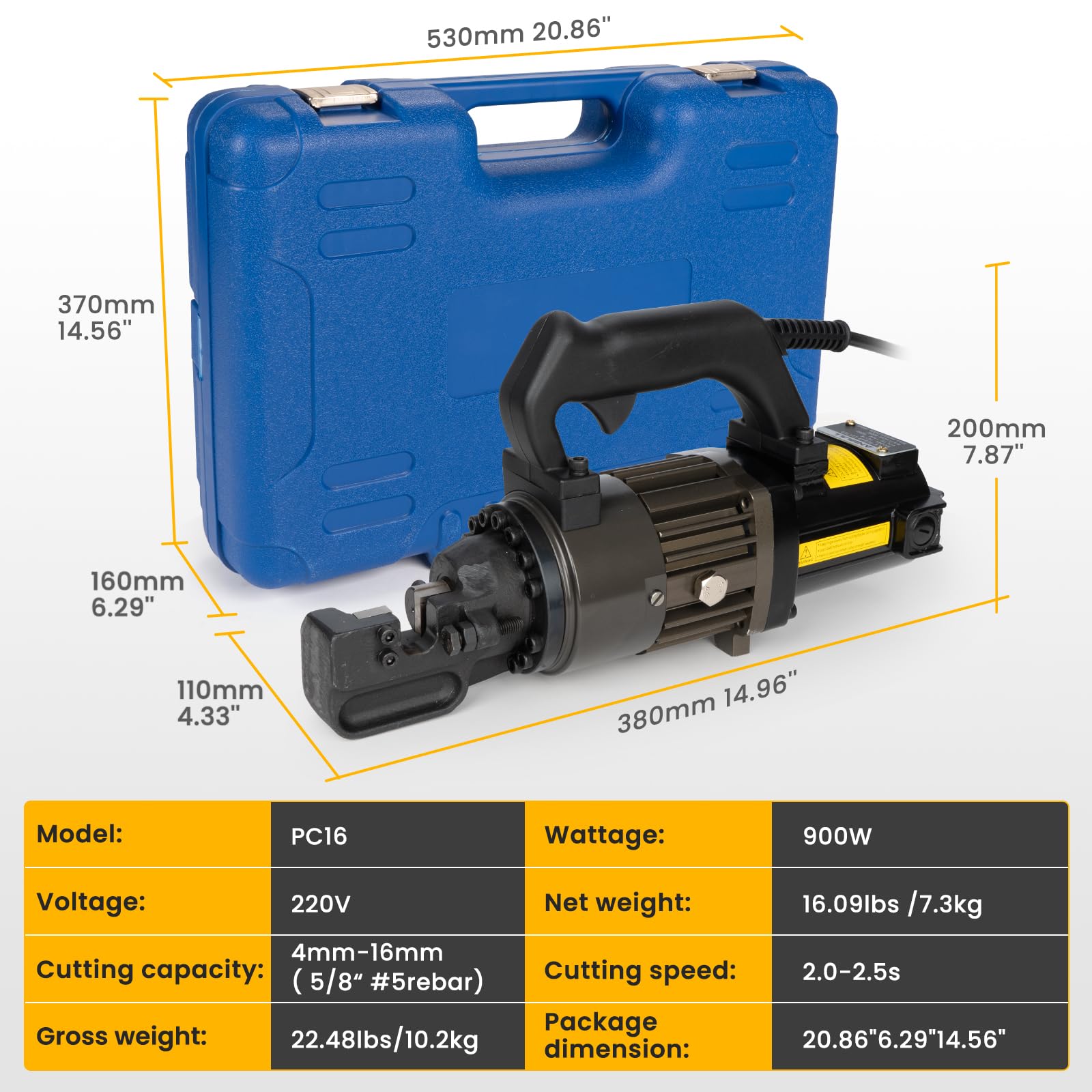Anbull 900W Electric Rebar Cutter, Cutting up to 5/8 Inch 416mm 5