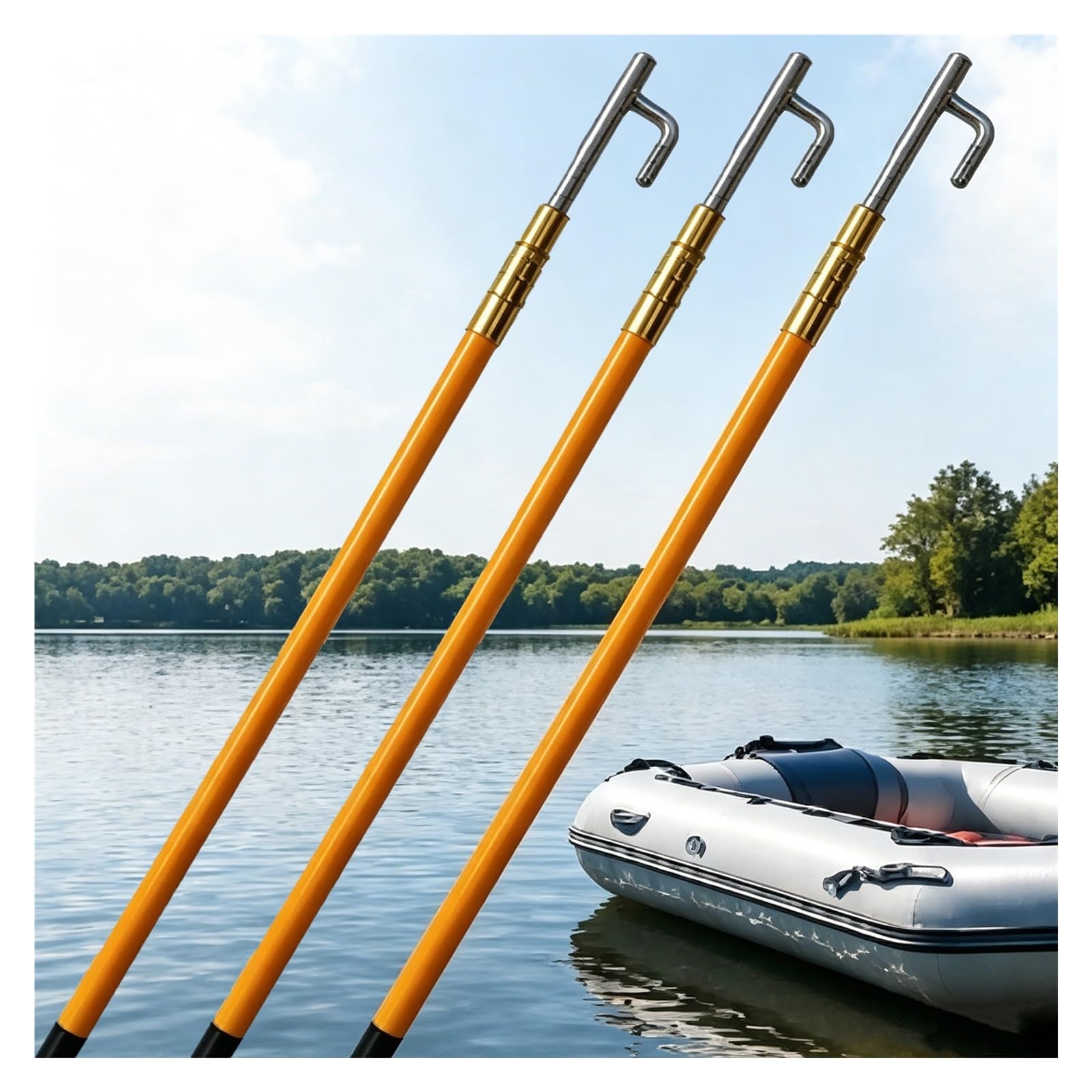 DJPHOFS 1 2 3 Piece Boat Hooks for Docking Telescoping Floating, High Strength Extension Pole with Hook On End, Waterproof Dock Rods for Boat Docking(3 set,4m/13.1ft/157.5in)