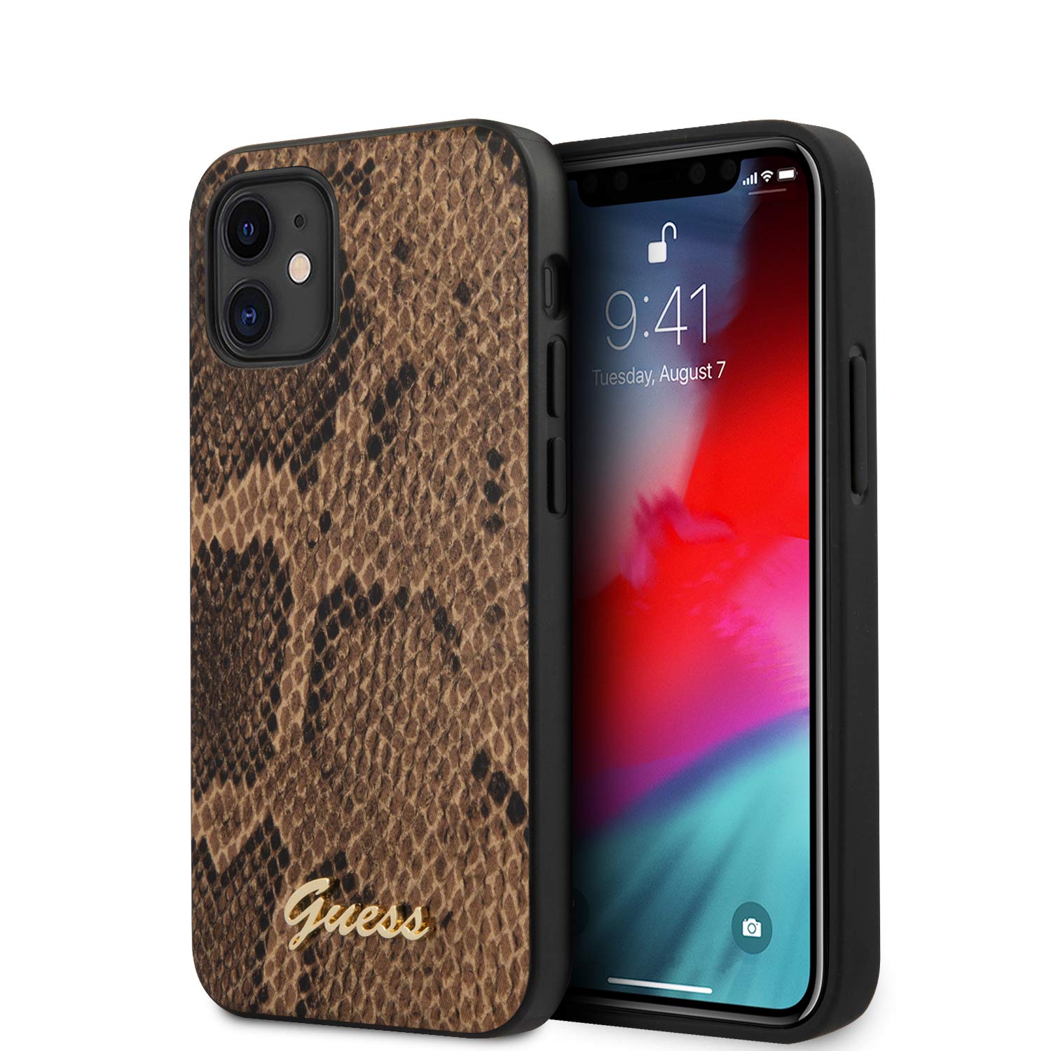 Coque iPhone 12 Mini Guess en motif python marron pour une protection rigide chic - 7
