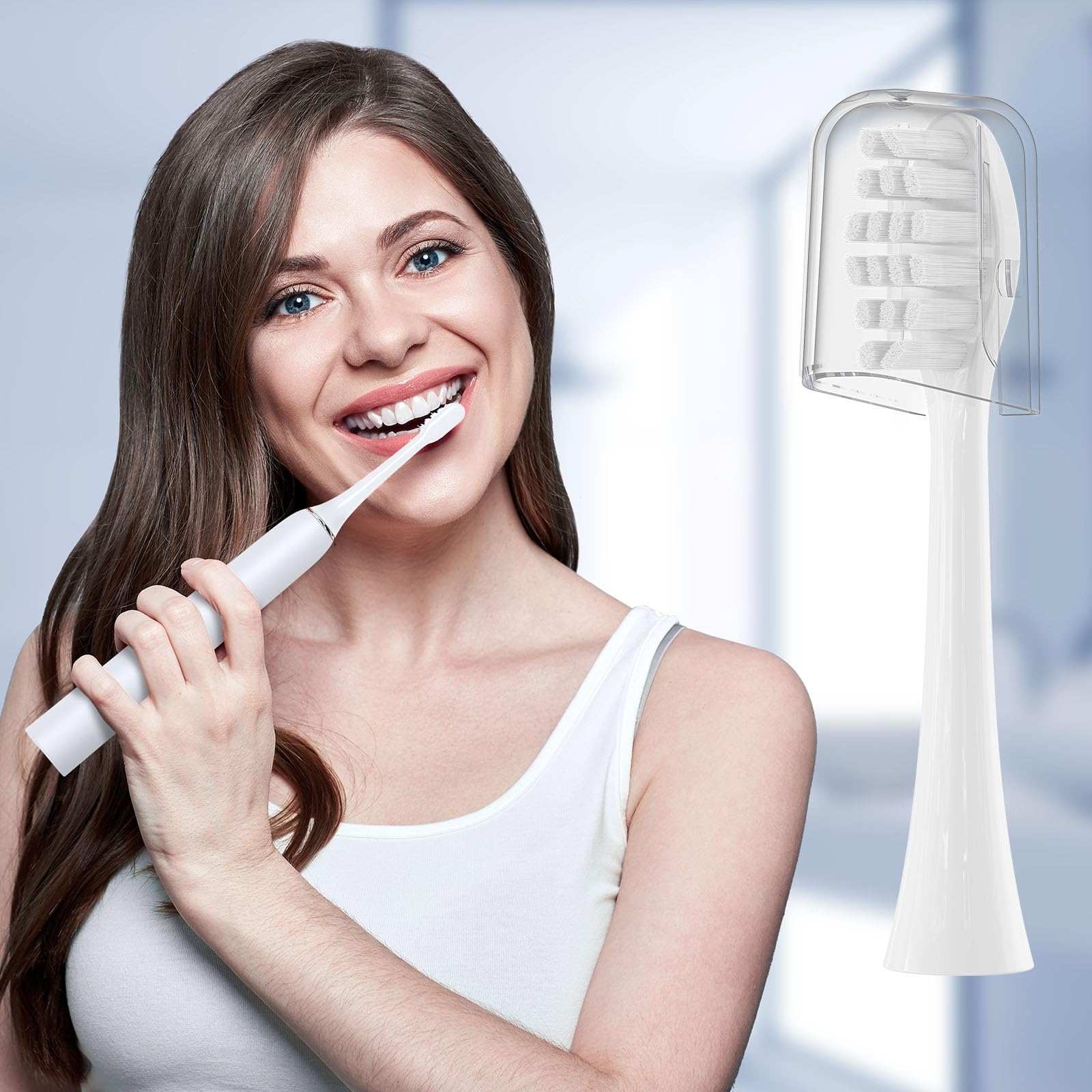 Cabezales de repuesto para cepillos de dientes (10 unidades, compatibles con cepillo de dientes eléctrico Gleem, 5 negros + 5 blancos)