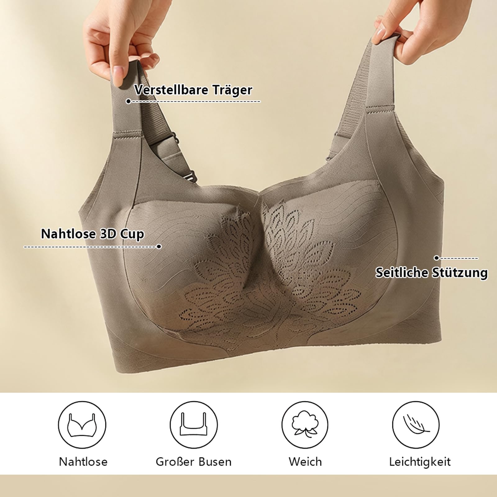 Brassiere Sport Femme sans Armature Brassiere Couverture complète | brassière forte poitrine élastique dos extensible pour se détendre à la maison