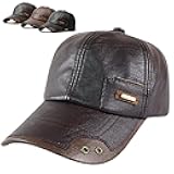 Zekear WarmGuard Cap,Warm Leather Baseball Caps,Mens Winter Outdoor Windproof Waterproof Leather Shell Fleece Lining Caps