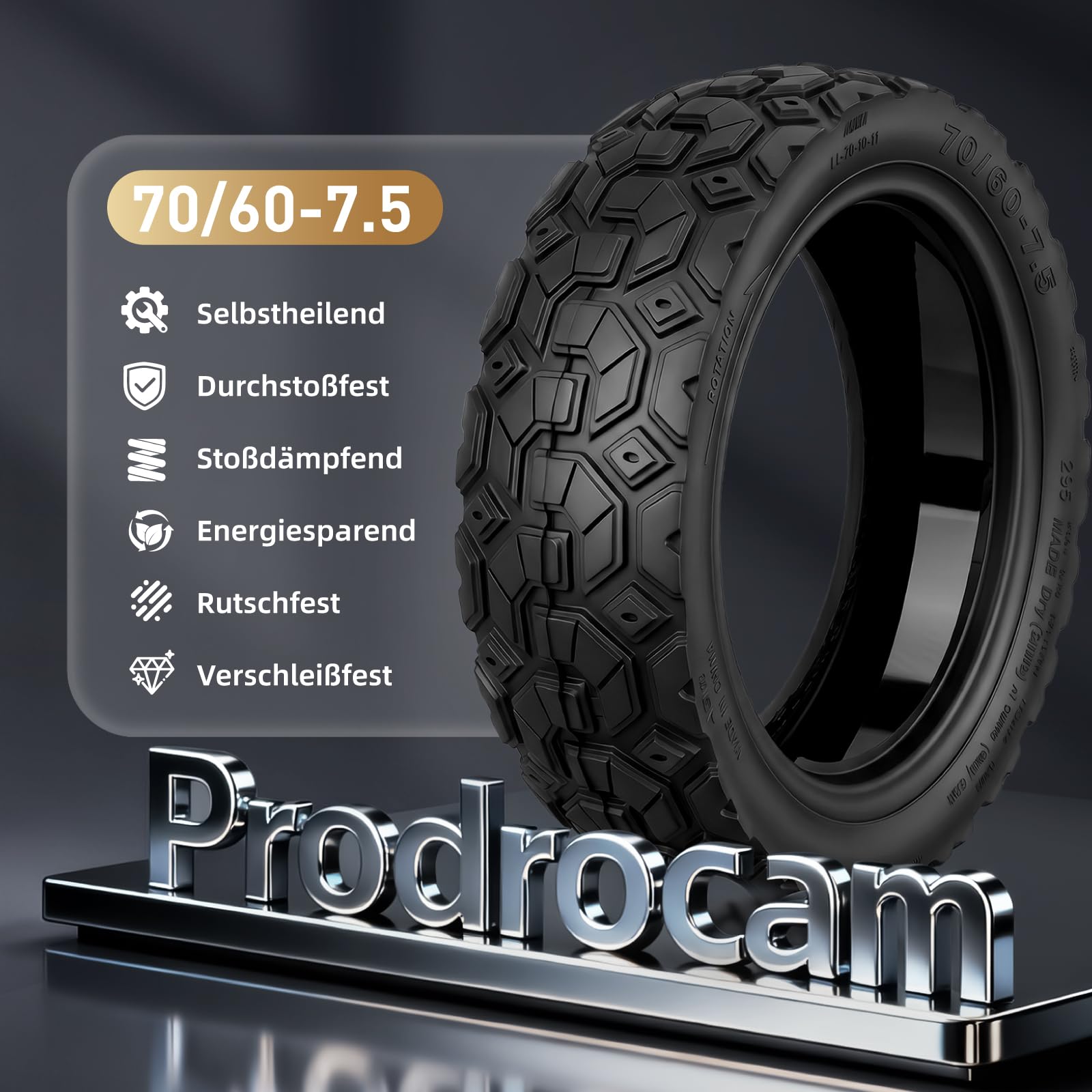 70/60-7,5 Selbstreparierender Schlauchlose Reifen für Ninebot ZT3 Pro / G3 Elektroroller Ersatzreifen 11 Zoll Cross Season Tire mit Kleber, mit Ventil (Selbstreparierend mit Ventil * 2)