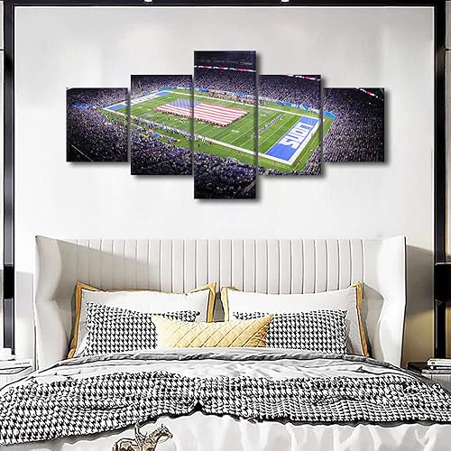 Vista 309 de Cuadros de estadios deportivos de fútbol americano de Minnesota, cuadros de vikingos, 5 paneles, lienzo para pared, arte de pared del estadio