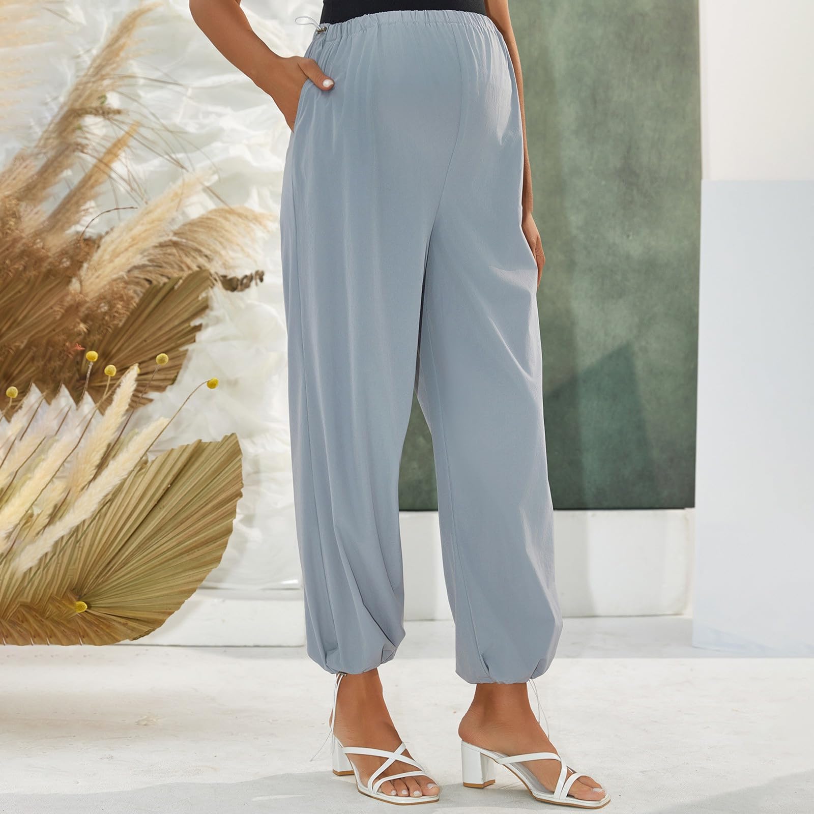 Umstandshose Elegant Damen Große Größen Elastiscmit Elastischem Taschenh Damen Umstandsmode Hosen Schwangerschaft Locker Lässig Casual Sport Trousers