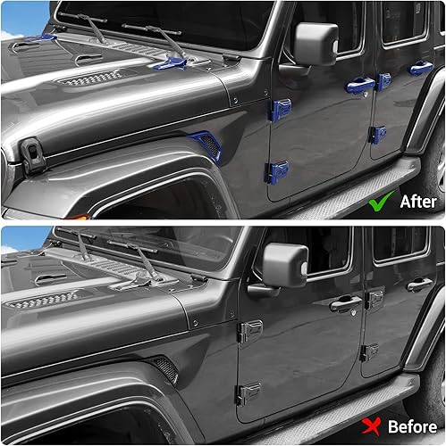 Miniatura 3 de JeCar Kits de molduras exteriores Cubiertas de bisagras de puerta y capó, manijas de puerta, rejillas de ventilación lateral, bisagras de puerta