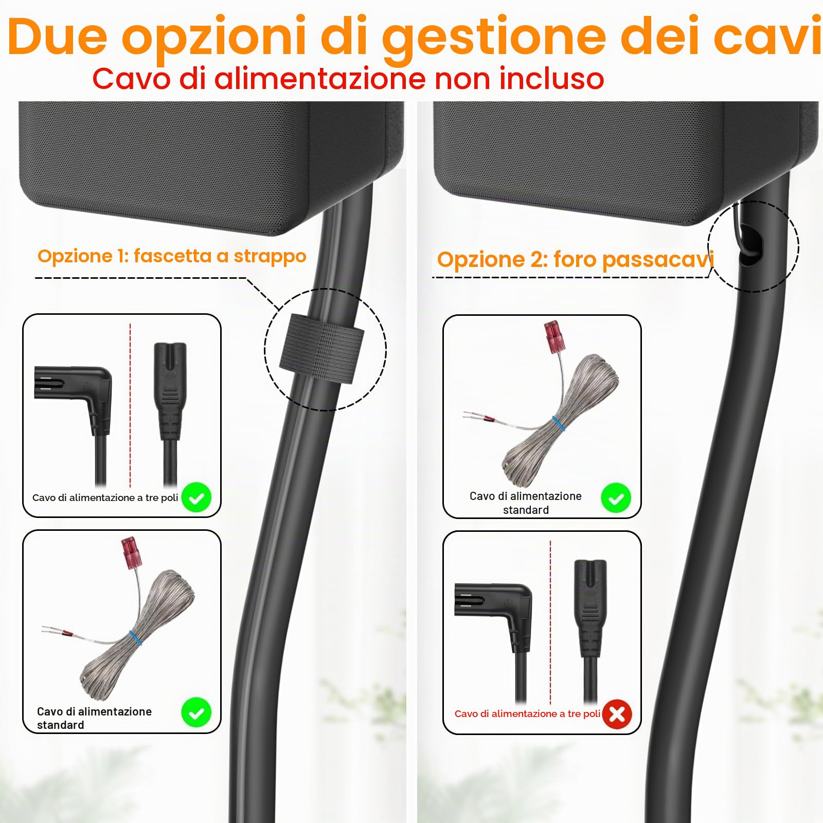 Supporti universali per altoparlanti Surround in coppia, altezza regolabile da 83,82 cm a 106,68 cm - Supporti posteriori per altoparlanti per LG, Vizio, Sony, Samsung I supporti più comuni per