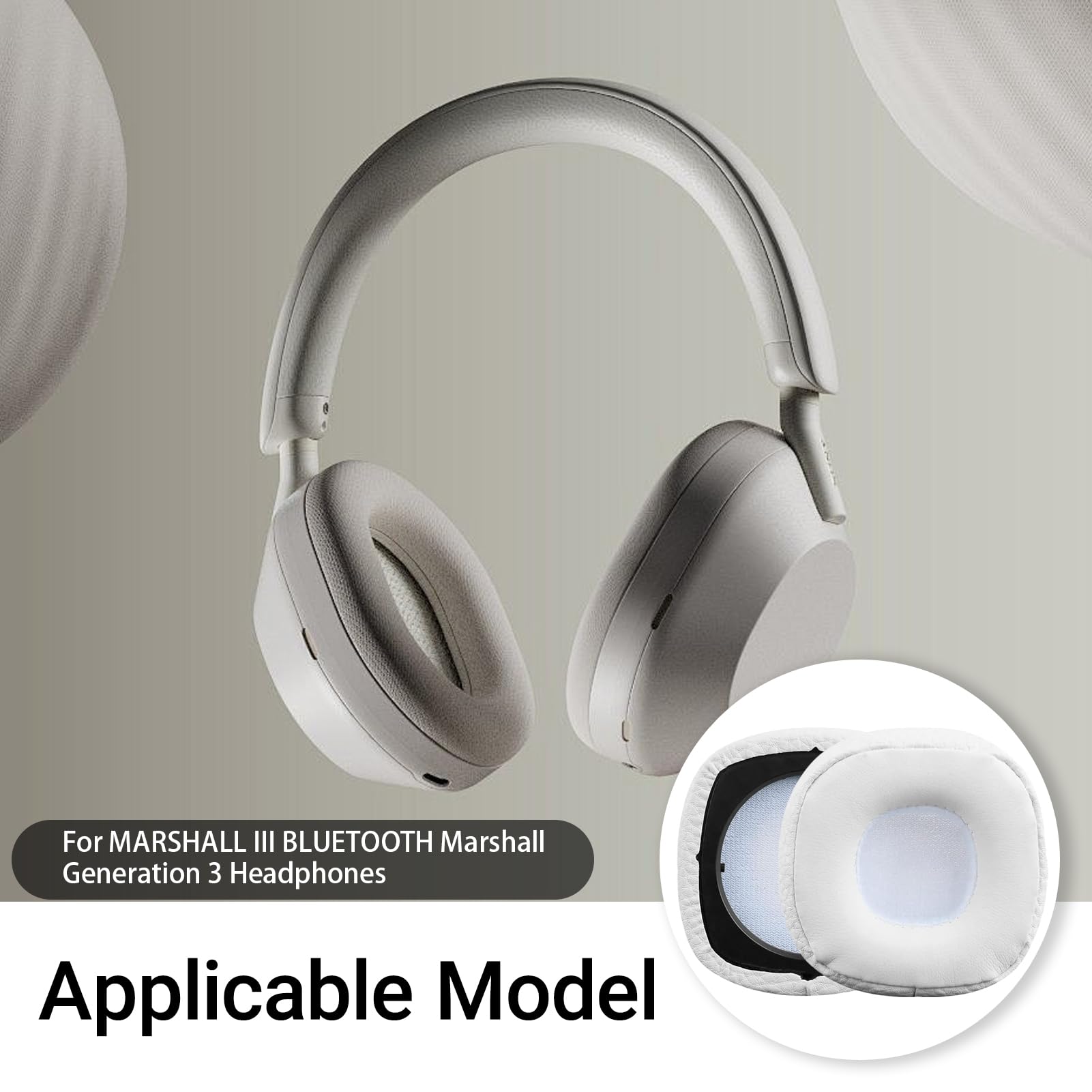 Coussinets Remplacement Marshall Major III - Mousse Mémoire Forme, Similicuir - Confort Et Isolation Phonique