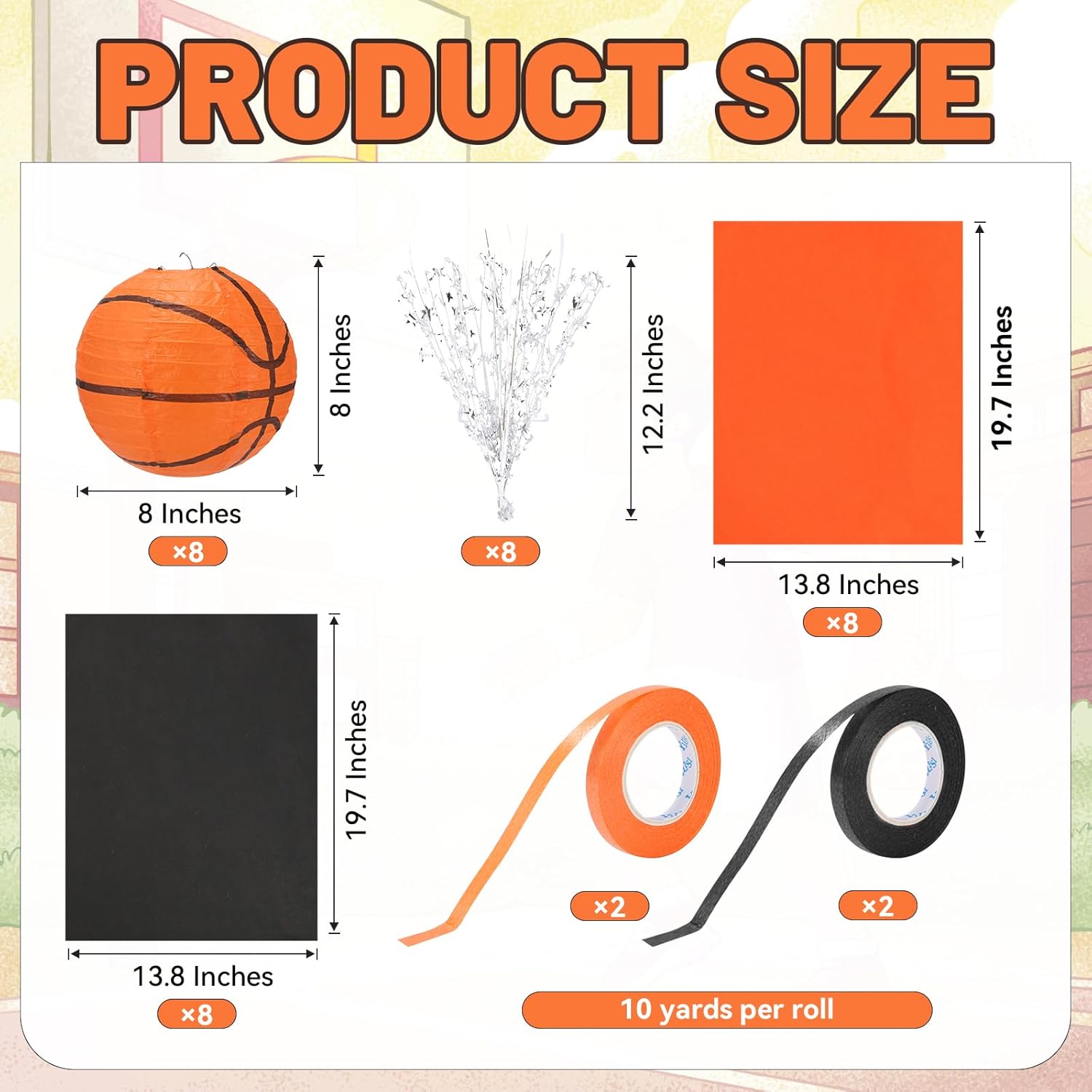 36 Pieces Basketball Paper Lanterns Centerpieces Decorations Basketball Lanterns Table Centerpieces with Metallic Foil Centerpiece Wrapping Paper and Ribbons for Birthday Party (36 PCS，Basketball)