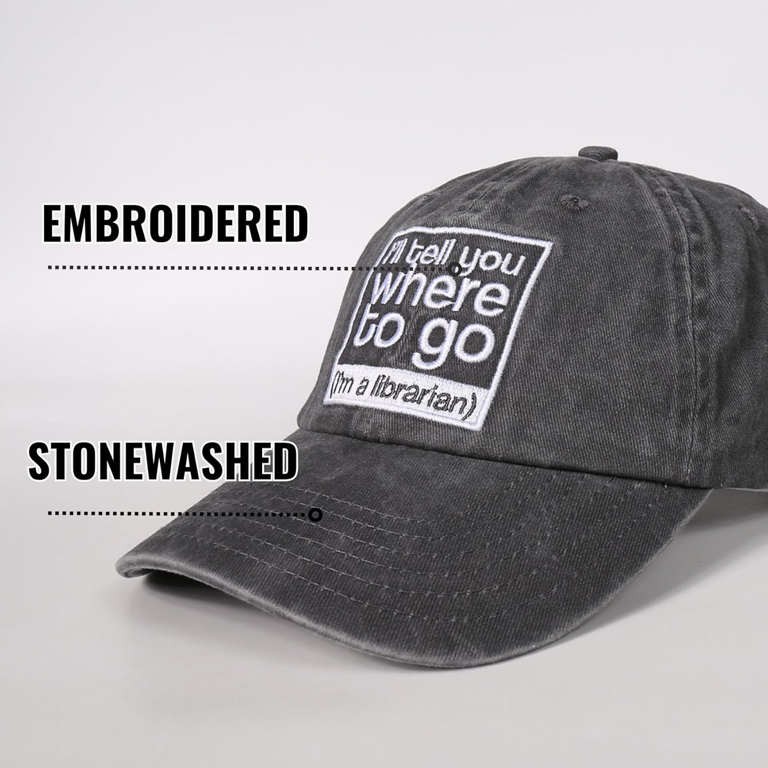 InnoBeta Librarian Gifts Cap, Funny Adjustable Embroidered Hat Gifts on Birthday, Christmas Grey - Image 3