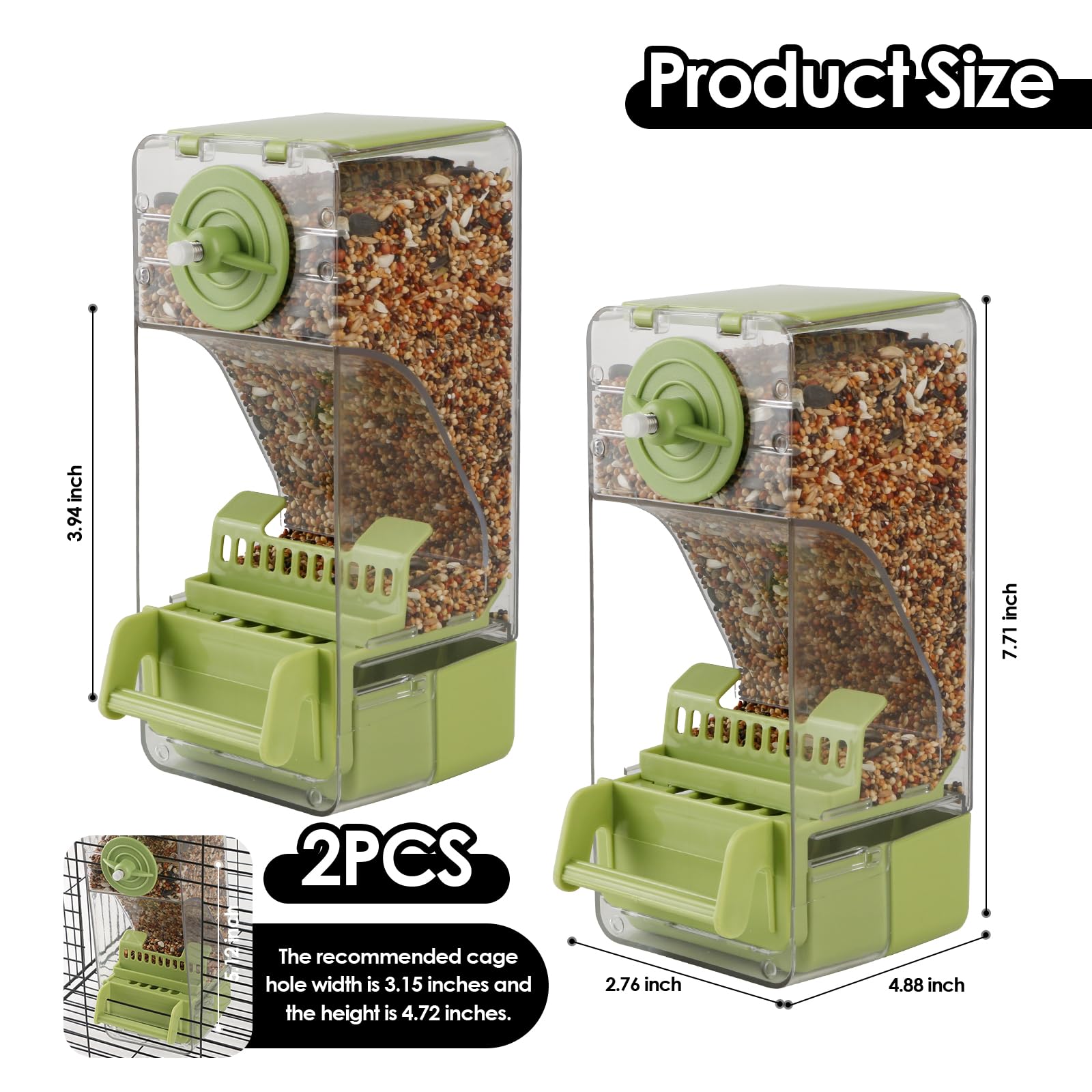 Vogelfutterautomat Transparent – 2 Stück, Aus Acryl, Selbstfüllend, Für Papageien, Sittiche, Wellensittiche