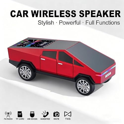 Miniatura 9 de Altavoz Bluetooth con reproducción de camión de estilo futuro con pantalla LED, TWS estéreo, FM, reproducción USBTF, faros LED, micrófono, regalo