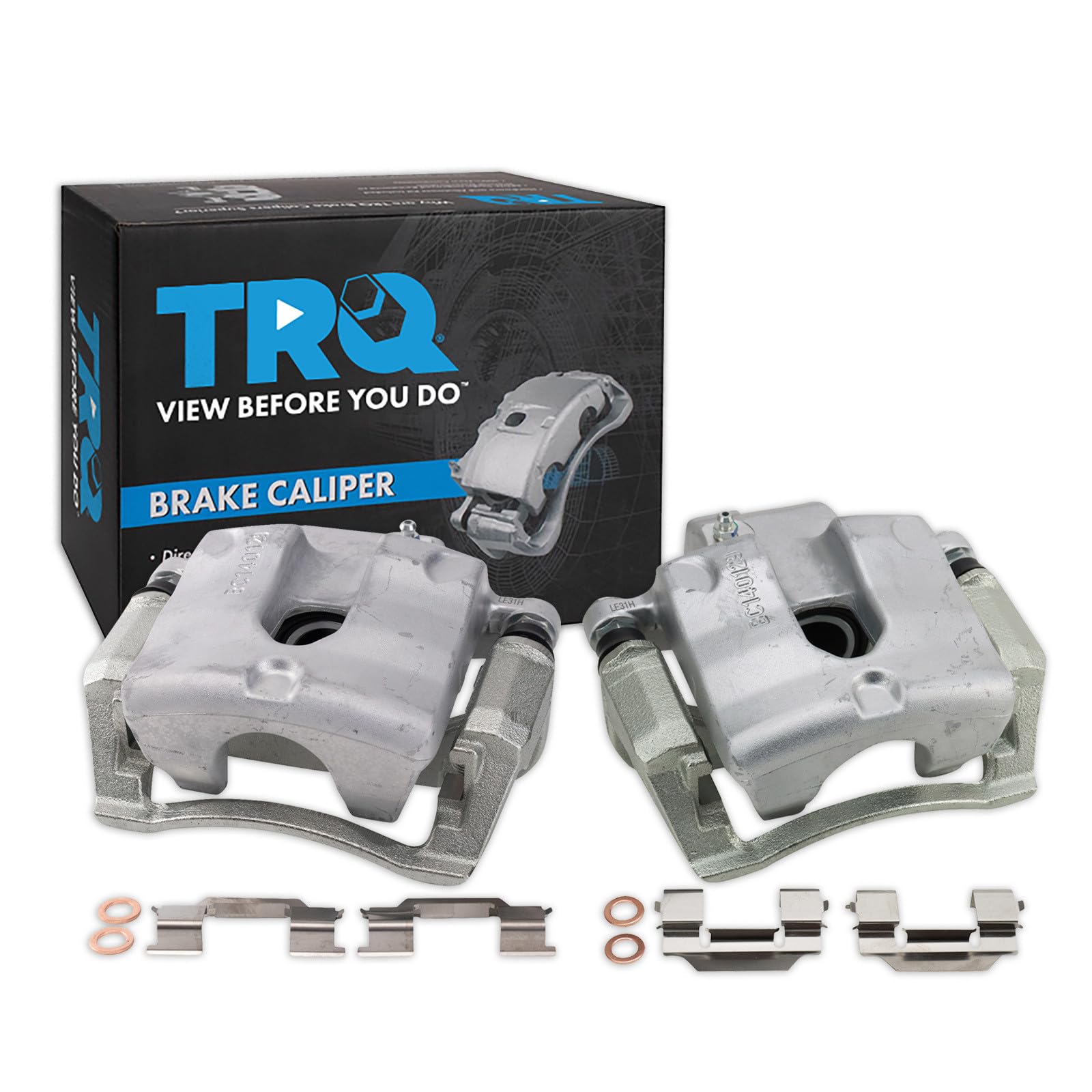 TRQ Rear Brake Caliper Set Zinc Coated Brackets