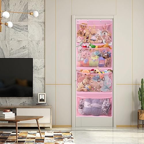 Miniatura 2 de Camidy Organizador colgante para colgar sobre la puerta con 4 bolsillos de montaje en pared con 4 ganchos de metal para cuarto de bebé, dormitorio,