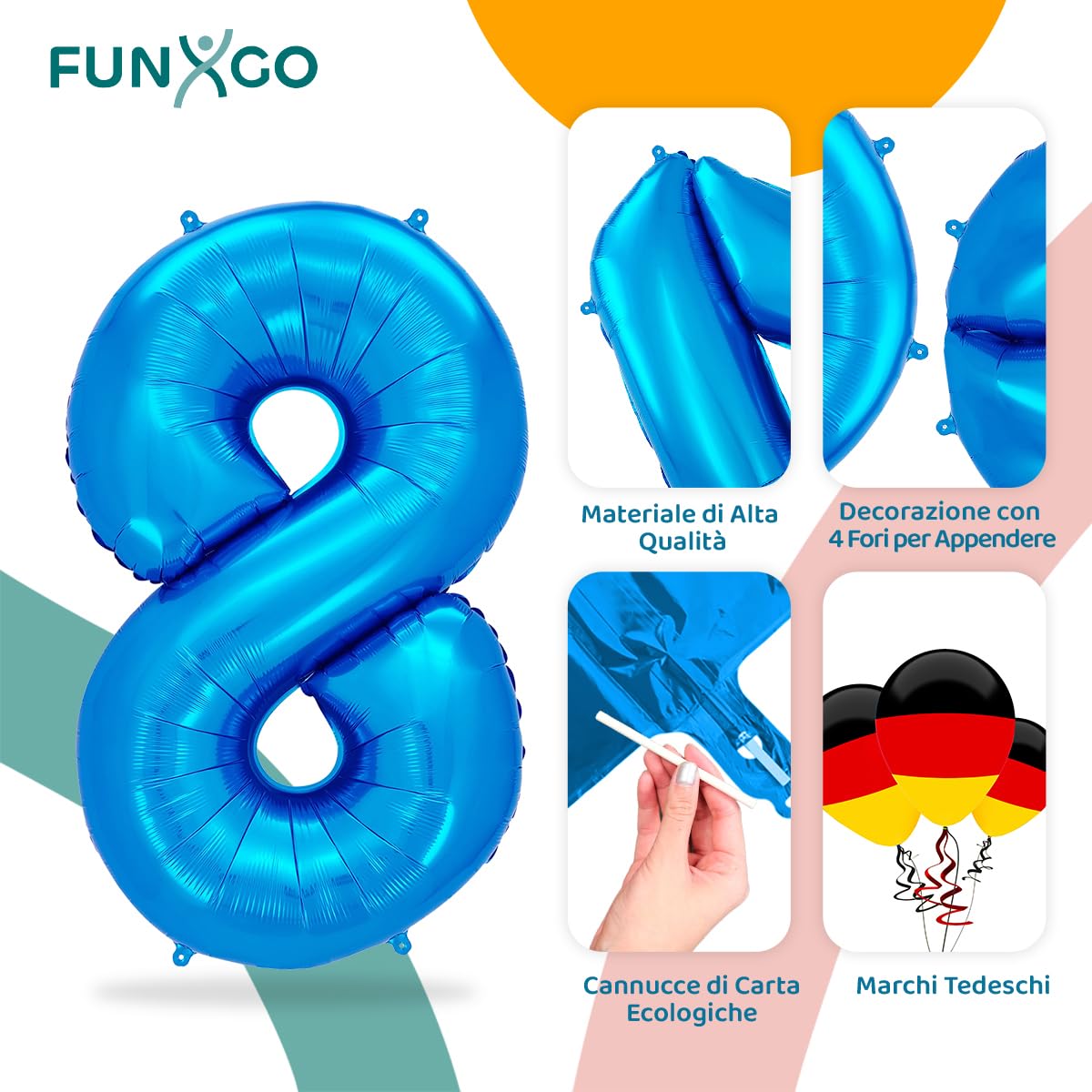 Palloncino Foil Happy Birthday Blu E Oro – 45 Cm, Con Coriandoli Dorati, Per Compleanni, Ragazzi E Adulti, Gonfiabile Con Elio O Aria