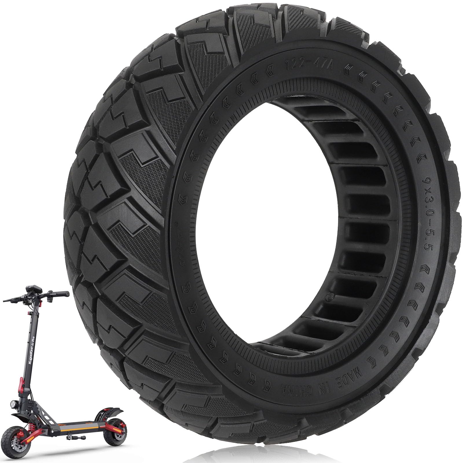 TREFAN 9 x 3,0 – 5,5 pneumatici pieni per Kukirin G2 pro scooter elettrico, 9 x 3,0 – 5,5 fuoristrada, pneumatici di ricambio anteriore/posteriore, 9 pollici, antiscivolo, pneumatici per scooter