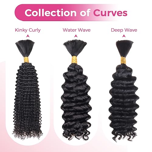 Miniatura 8 de Lashey Cabello humano trenzado ondulado a granel para trenzar, 100% cabello virgen, a granel, 1 paquete de 3.53 ozpaquete, extensiones de cabello