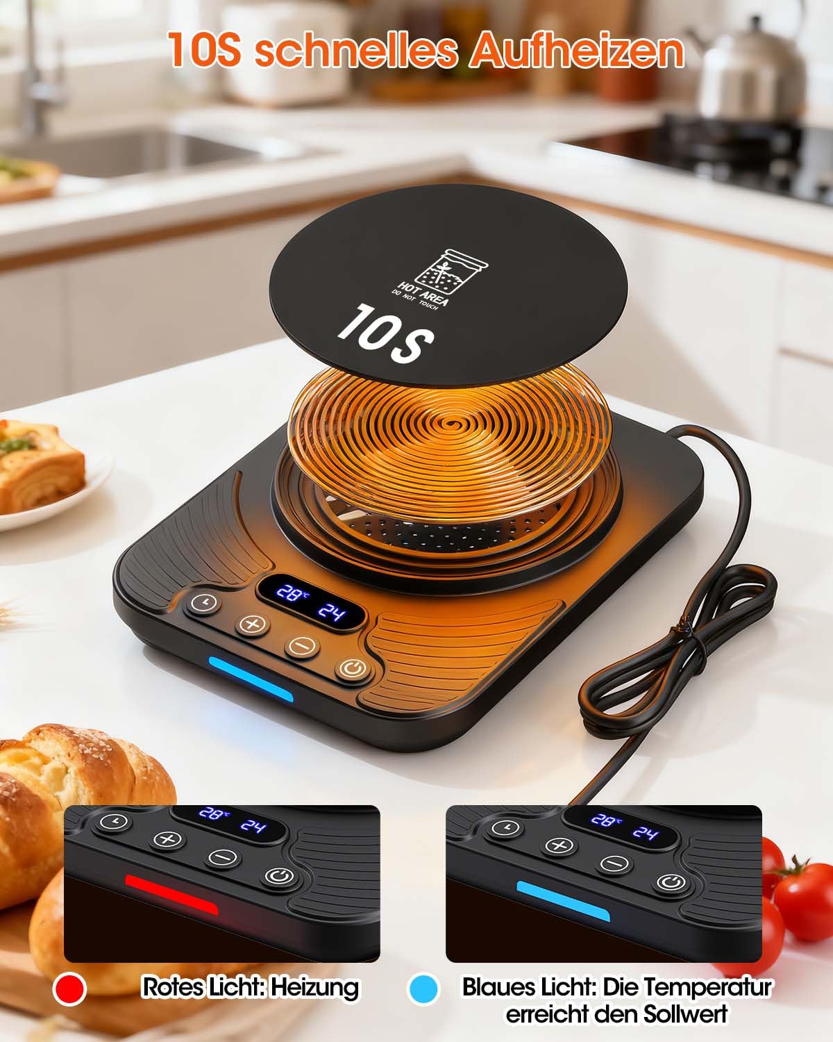 Sauerteigstarterwärmer, Wärmeplatte Präzise 1℃ Thermostat (21-43℃), 24H Timer, Automatische EIN/Aus-Funktion mit Speicher, Wärmegerät Ideal für Brotbacken & Fermentation