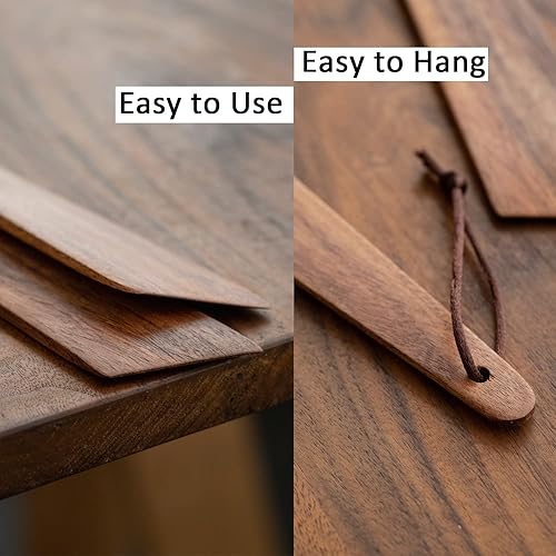 Miniatura 3 de Muso Wood Espátula de madera de acacia de 9.8 pulgadas para cocinar, aleta de madera pequeña, juego de espátulas antiadherentes, espátulas multiusos