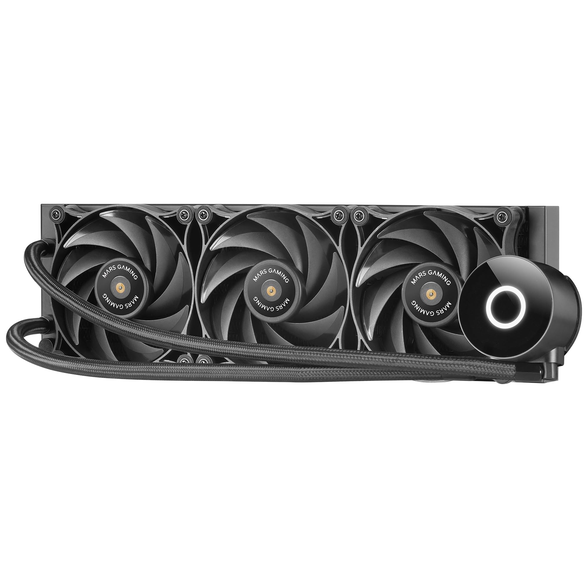 Mars Gaming ML-PRO360, Raffreddatore a Liquido Professionale CPU, TDP 600W, 3x Ventole FDB Ultra-silenziose, Pompa Opti-Chamber con Anello di Illuminazione Bianca, Multisocket Universale, Nero