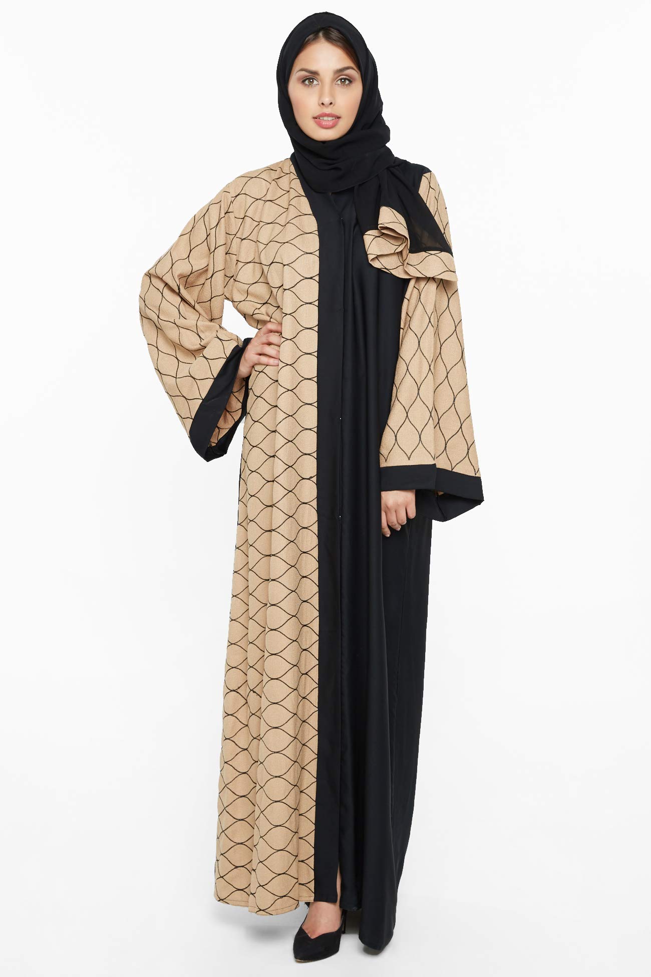 Womens Premium Abaya Made With Fine Fabric, Comes With Matching Hijab AJ523A