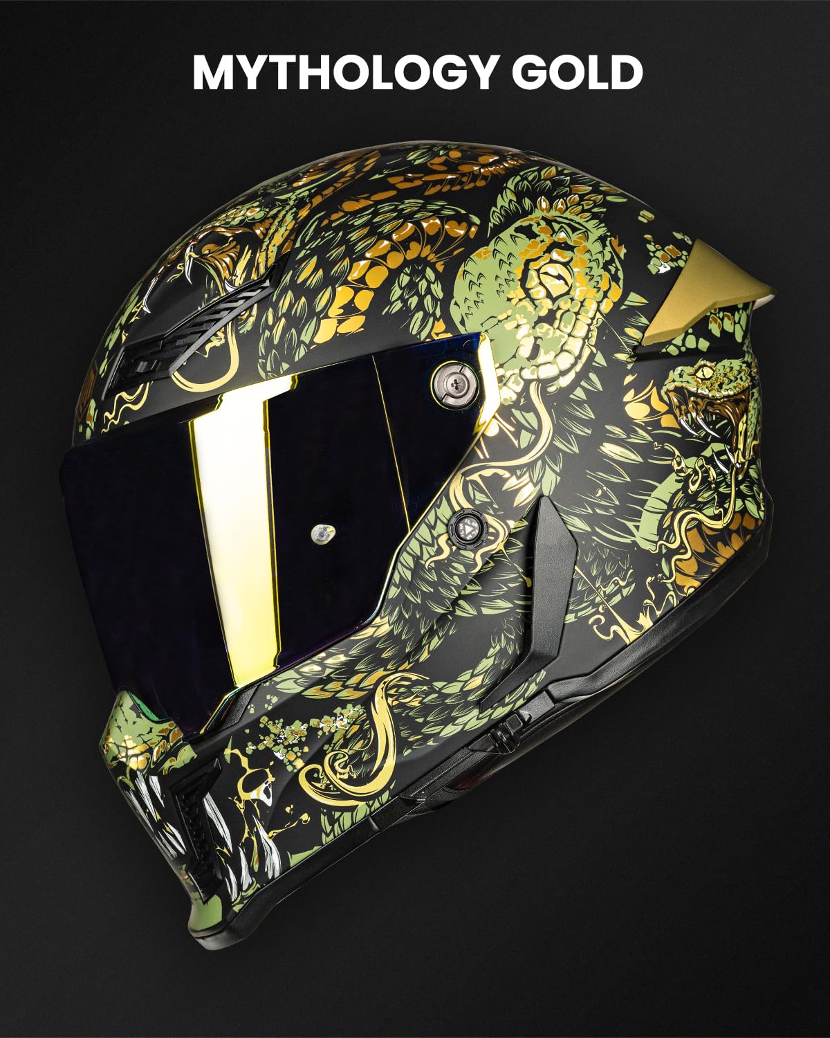 ILM Motorcycle Helmets for Adult Men Women Full Face DOT ECE Powersports Dual Visor Street Racing Helmet with Pinlock Cascos para Motos Model MF509 (Mythology Gold, M) : Automotive