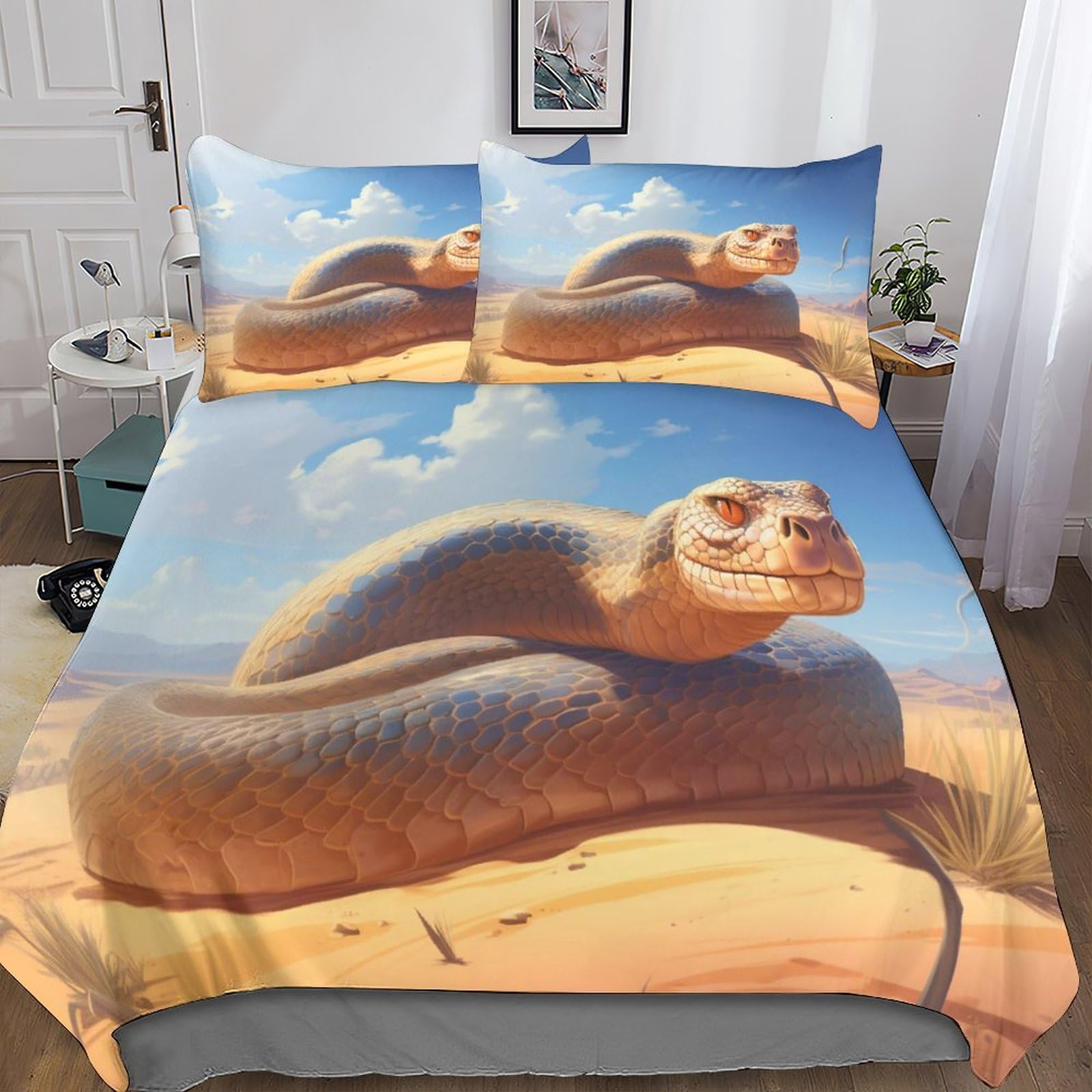 Housse de couette serpent microfibre sans repassage pour lit enfant