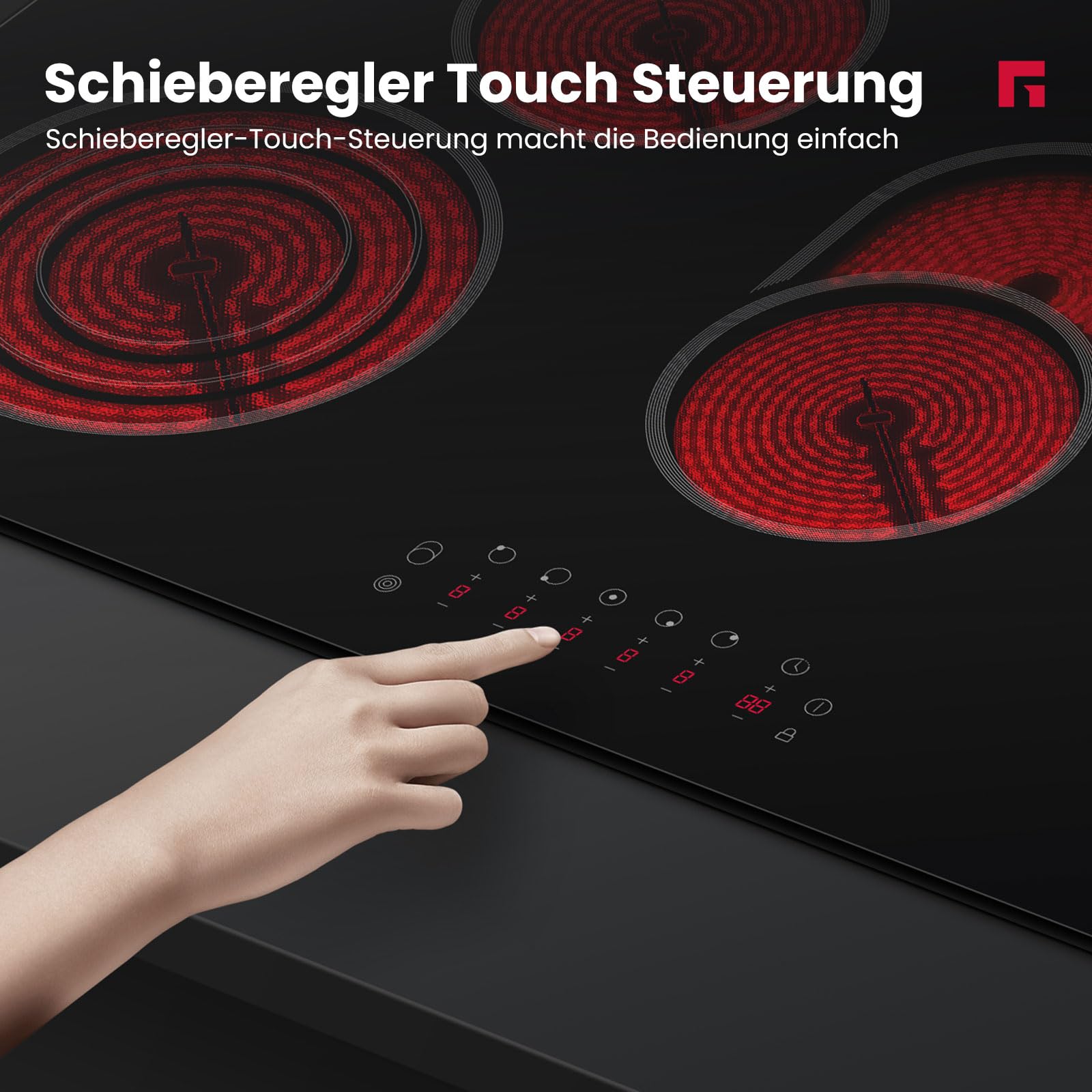 GASLAND CH90BF Glaskeramikkochfeld, 90 cm, 5 Kochzonen, Einbau-Elektrokochfeld mit Touch-Steuerung, 8500 W Elektrisches Kochfeld, inklusive Dreifach- und Ovalzonen
