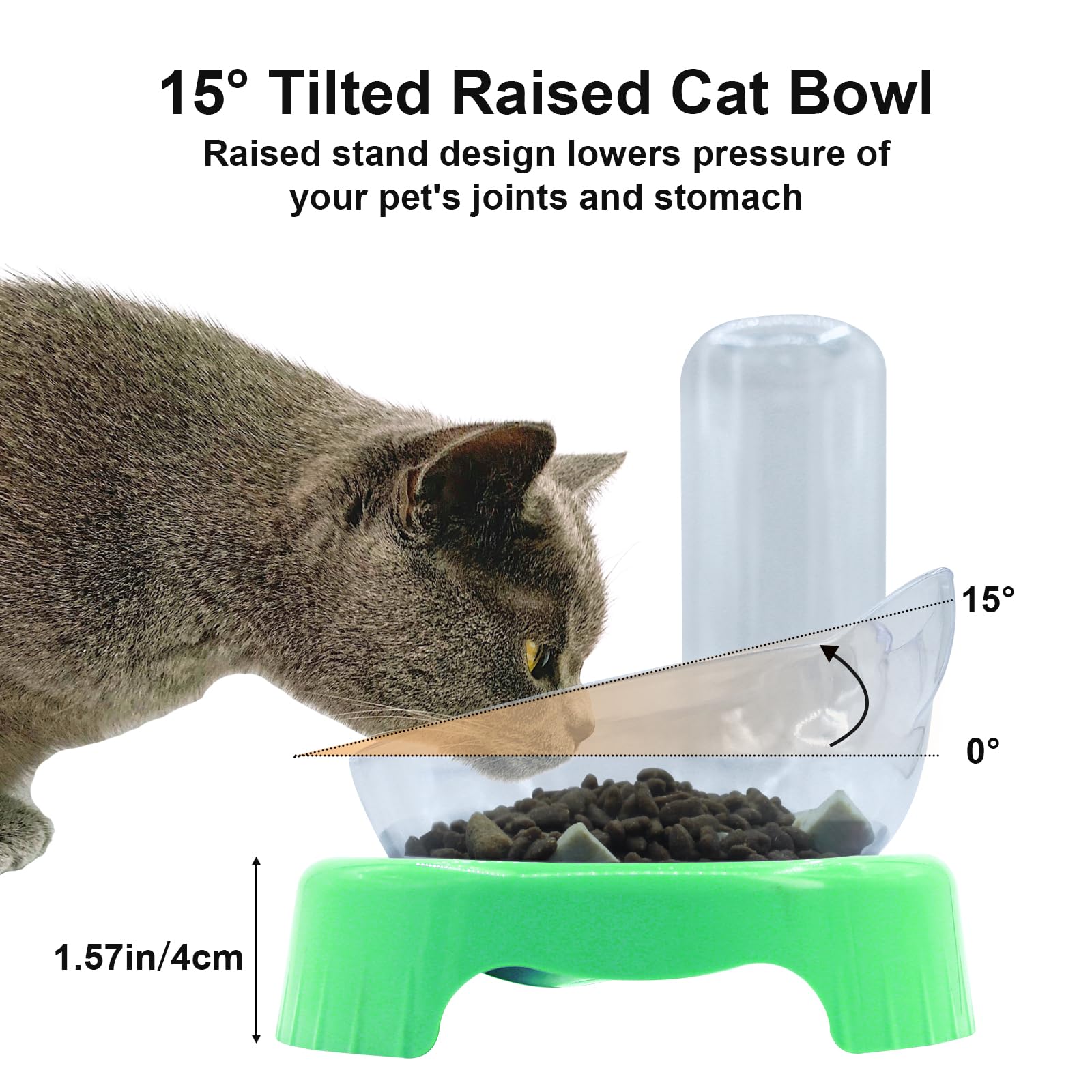 Amazon.com : Triple Cat Bowls - 15 Tilt 3-in-1 Water Feeder Bowls with  Automatic Water Bottle, Whisker Friendly Elevated Feeding Dishes for Small  Cats and Puppies (Mint Green) : Pet Supplies
