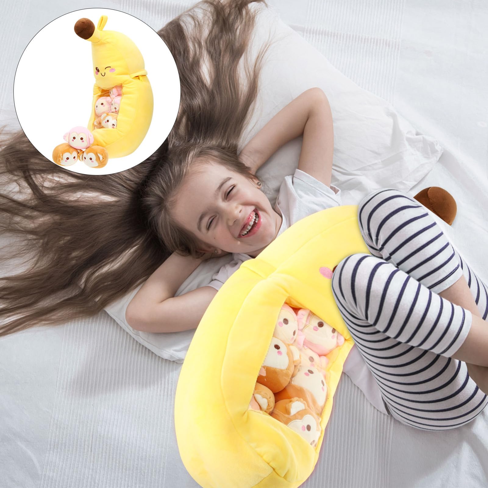 Abaodam 1 Ensemble Coussin Peluche Banane de Jouets Mini Dolls avec Fenêtre Transparente et Décoration Pratique pour Chambre pour Fêtes et