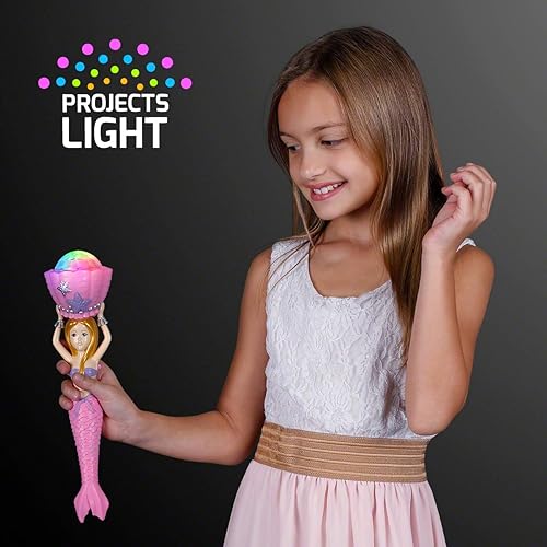 Miniatura 3 de FlashingBlinkyLights Varita mágica de proyección de sirena rosa para niñas