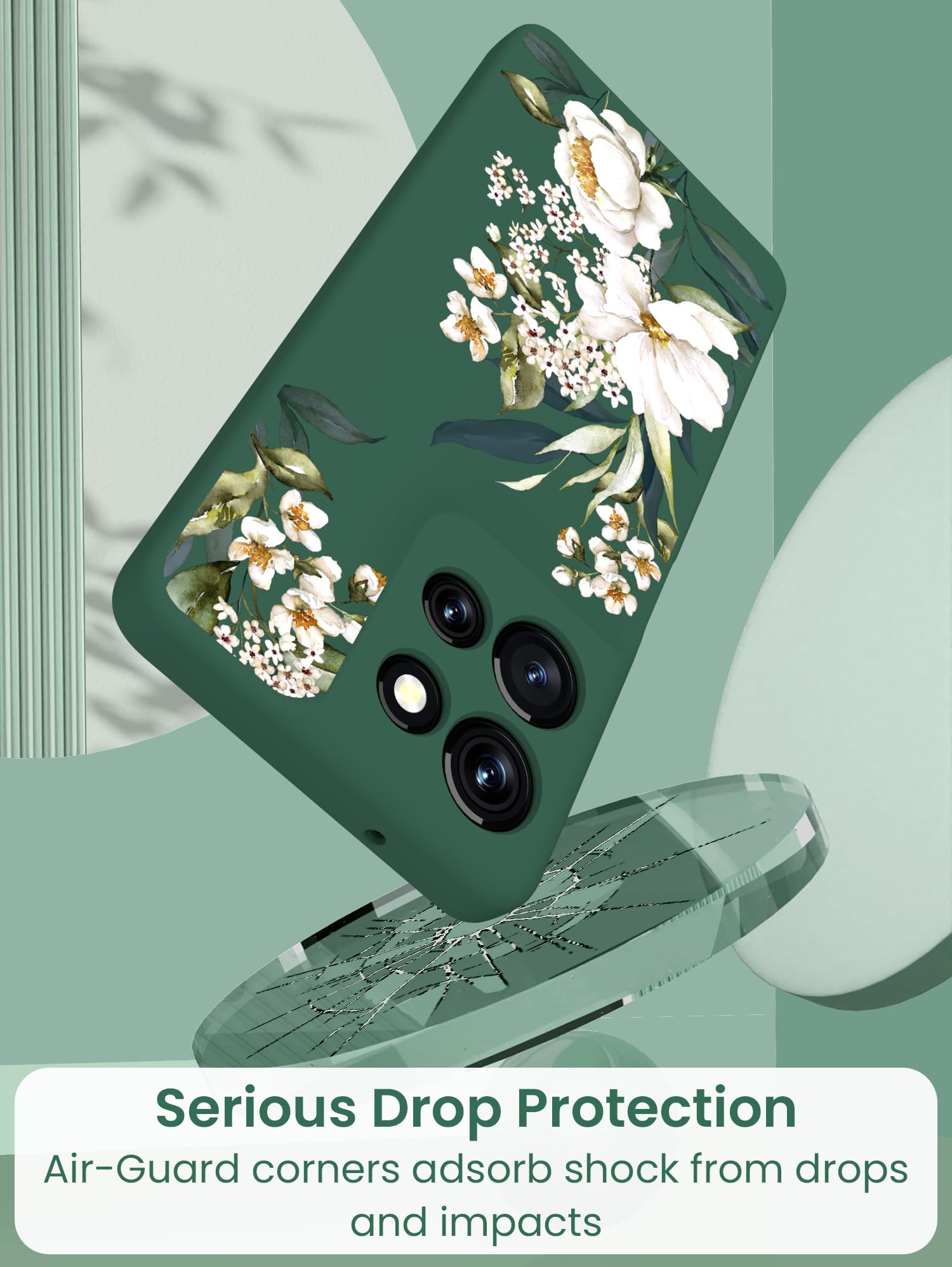 Yucenx Funda para Motorola Moto G 5G 2025, funda de silicona líquida para niñas y mujeres, a prueba de golpes, antiarañazos, protección suave con 2 protectores de pantalla para Moto G 5G 2025 (verde