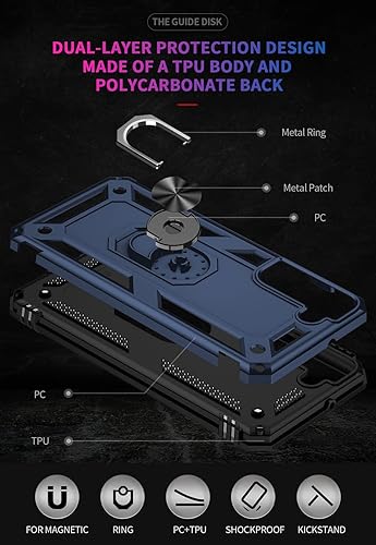 Miniatura 4 de Funda para Samsung Galaxy S22 Plus, con protector de pantalla, grado militar, funda probada para caídas de 16 pies, con soporte magnético, para