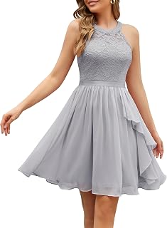 Women's Bridesmaid Dresses, Halter Sleeveless Cocktail Dress Ruffle A Line Short Prom Dress 2025