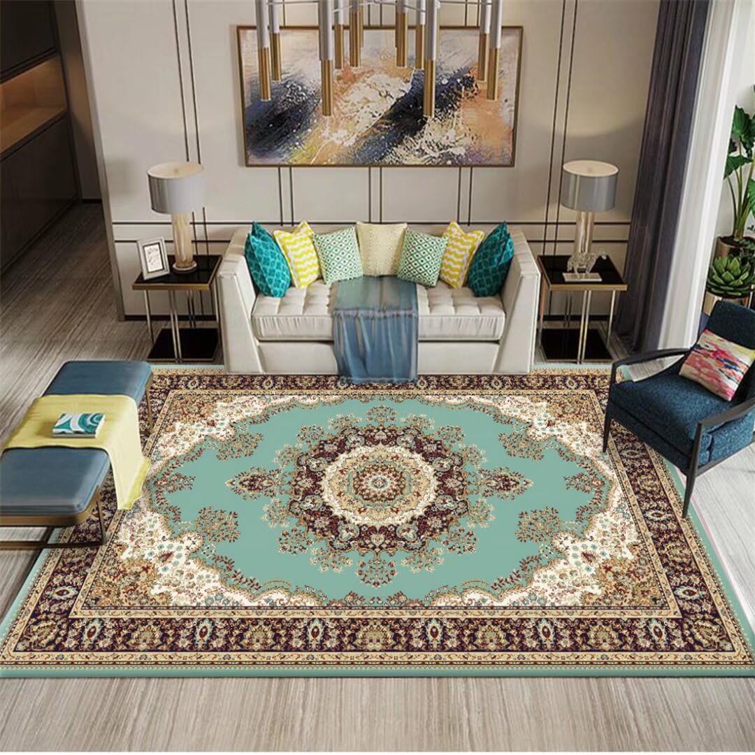 Alfombra lavable pasillo de 120x160 cm con estampados clásicos de fácil mantenimiento marrón