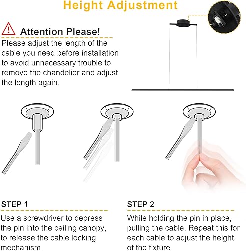 Miniatura 8 de Zicbol Lámpara colgante de isla de cocina de 40.94 pulgadas, lámpara de luz lineal de 16 W, 3000 K, luz cálida, regulable, lámpara colgante LED para