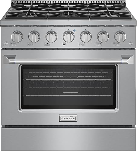 Miniatura 9 de Empava Cocina de gas, horno de convección de 4.2 pies cúbicos con 4 quemadores empotrados profundos, rejillas continuas resistentes en acero