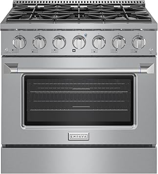 Empava 36" Professional Gas Range with 20K Dual-Ring Power Burner, Convection Oven, Infrared Broiler & Precision Simmer Control for High-Performance Home Cooking, ETL Certified