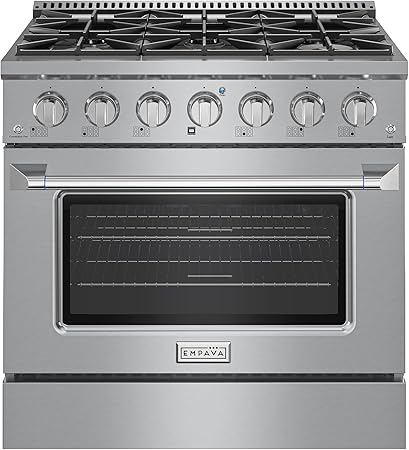 Empava 36" Professional Gas Range with 20K Dual-Ring Power Burner,