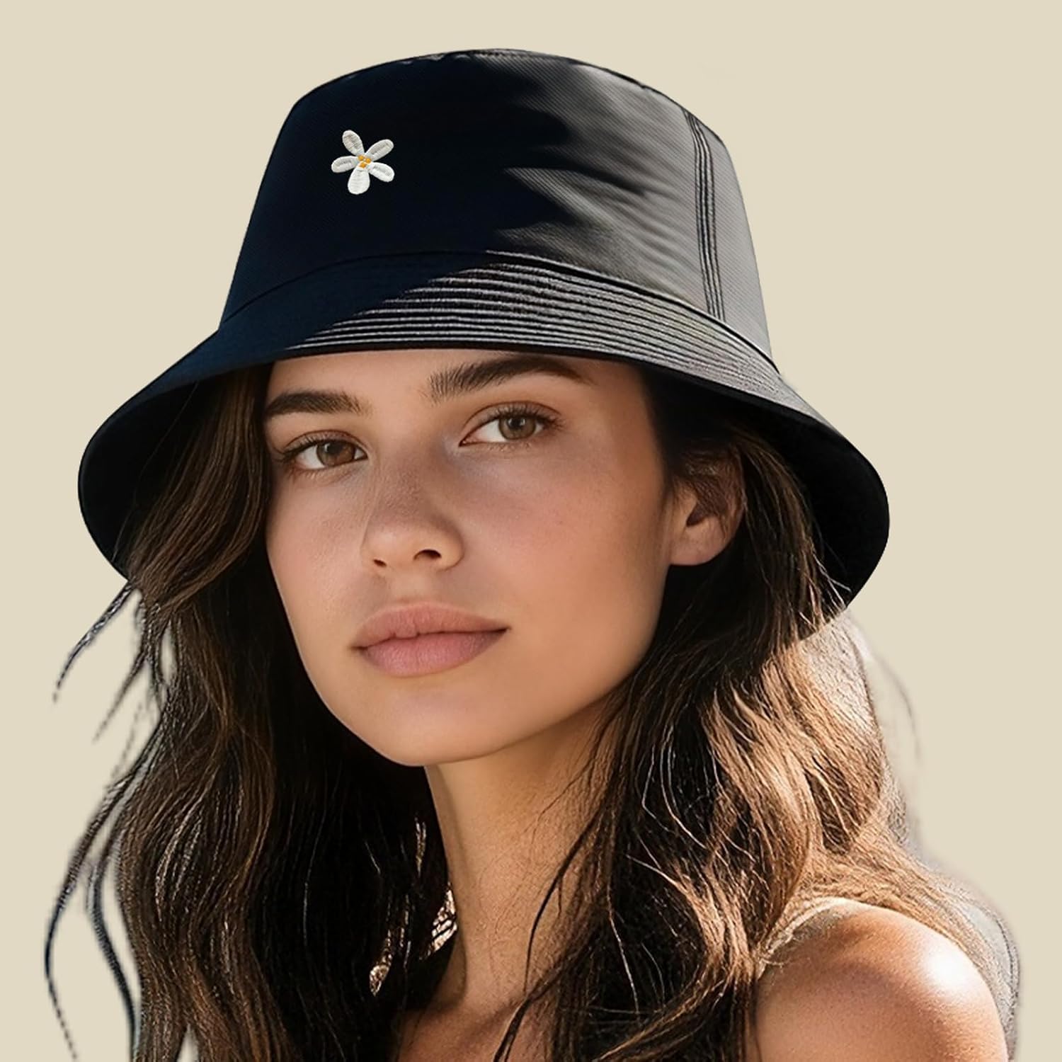 Fashion Embroidered Bucket Hat Cotton Summer Beach Sun Hat for Women Men Teen - Image 3