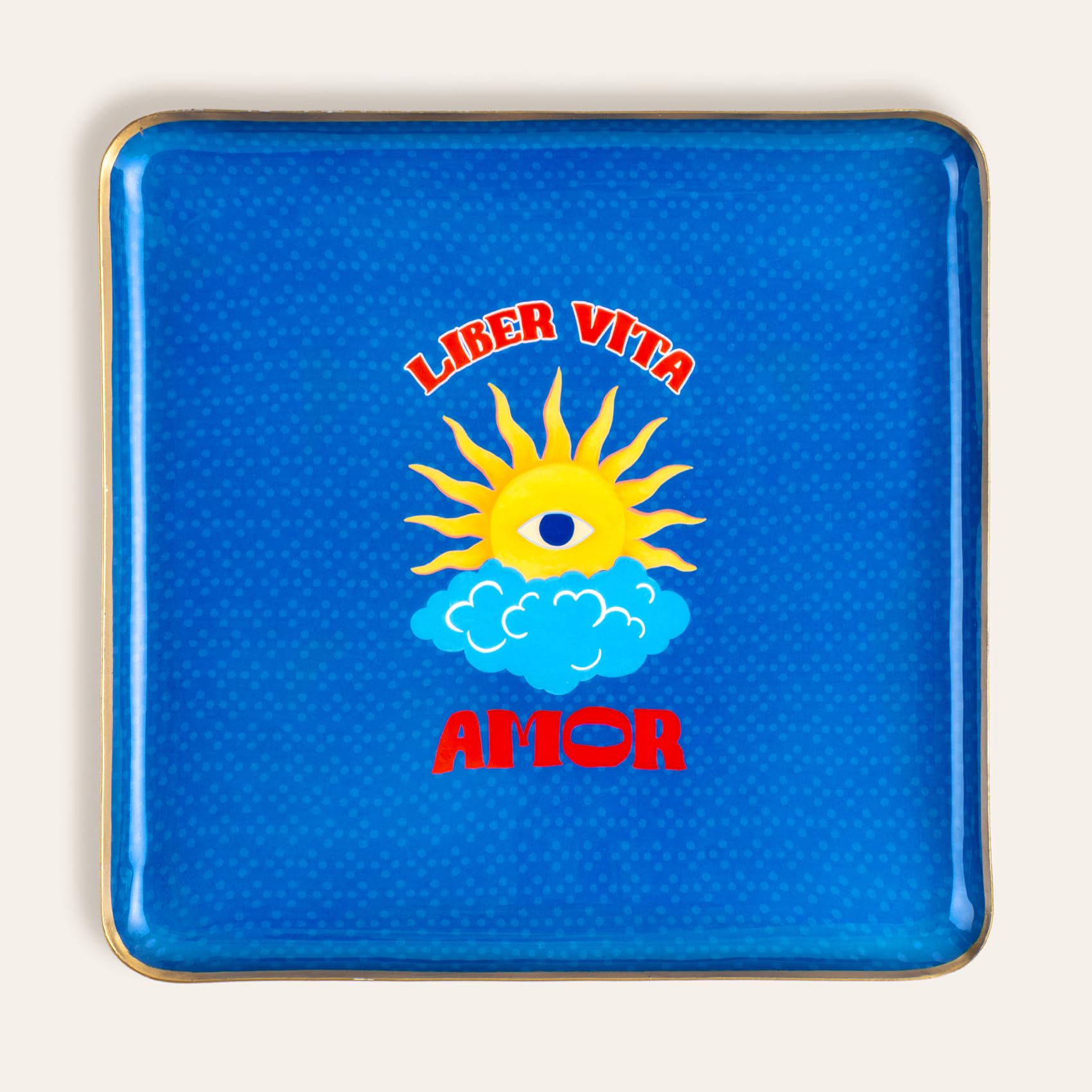 Agra Mavi Metal Dekoratif Tepsi 25x25 Cm