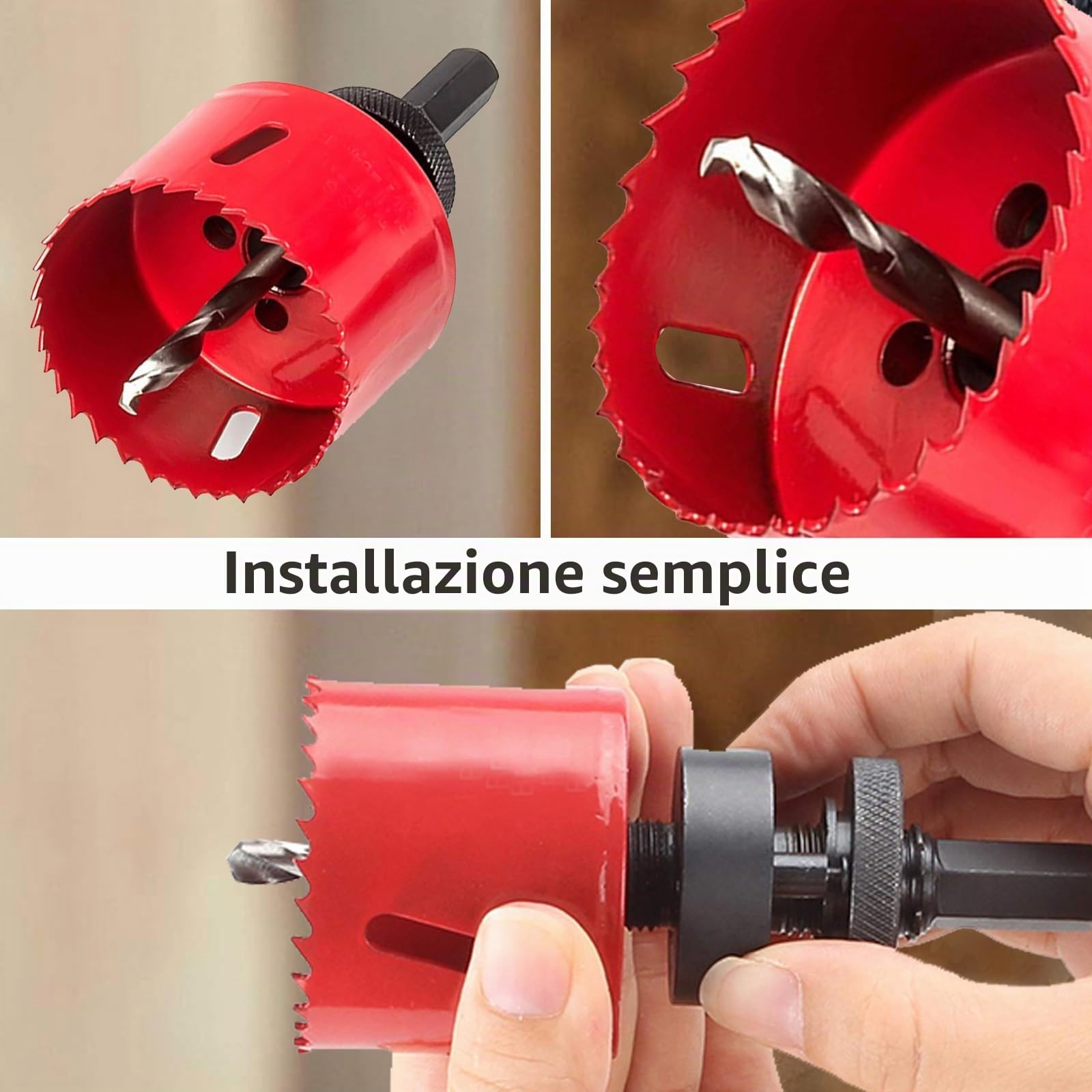 Greywolf Set di 15 pezzi di sega a tazza bimetallica, kit di sega a tazza M3 HSS con lama da 19-64 mm (3/4"-2-1/2"), 9 lame per sega a tazza, con scatola, mandrino, punta per trapano, chiave esagonale