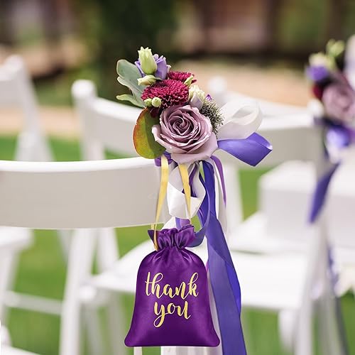 Vista 20 de Sieral 50 bolsas de regalo de satén con cordón para joyas, bolsas de dulces para Acción de Gracias, Navidad, boda, baby shower, fiesta de Blanco